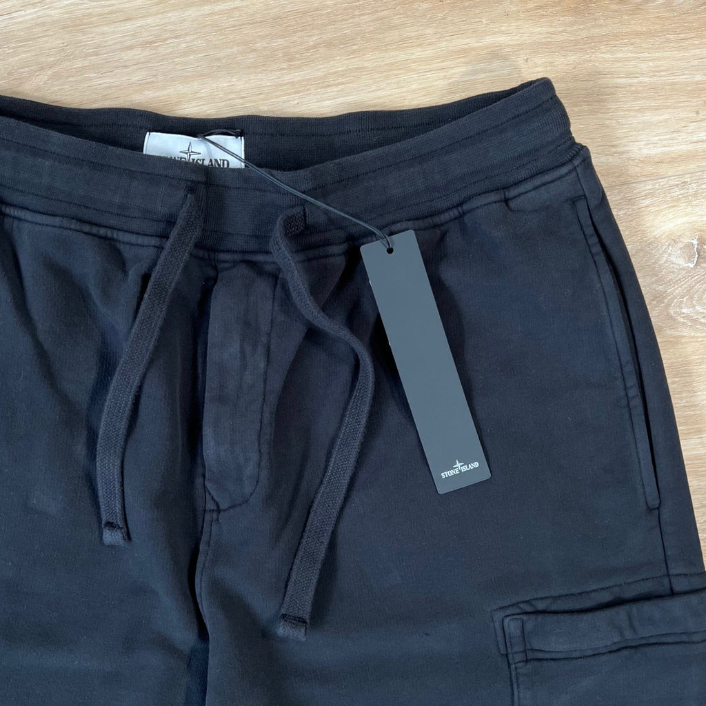 Stone Island Organic Cotton Fleece Shorts in Black Ironleague