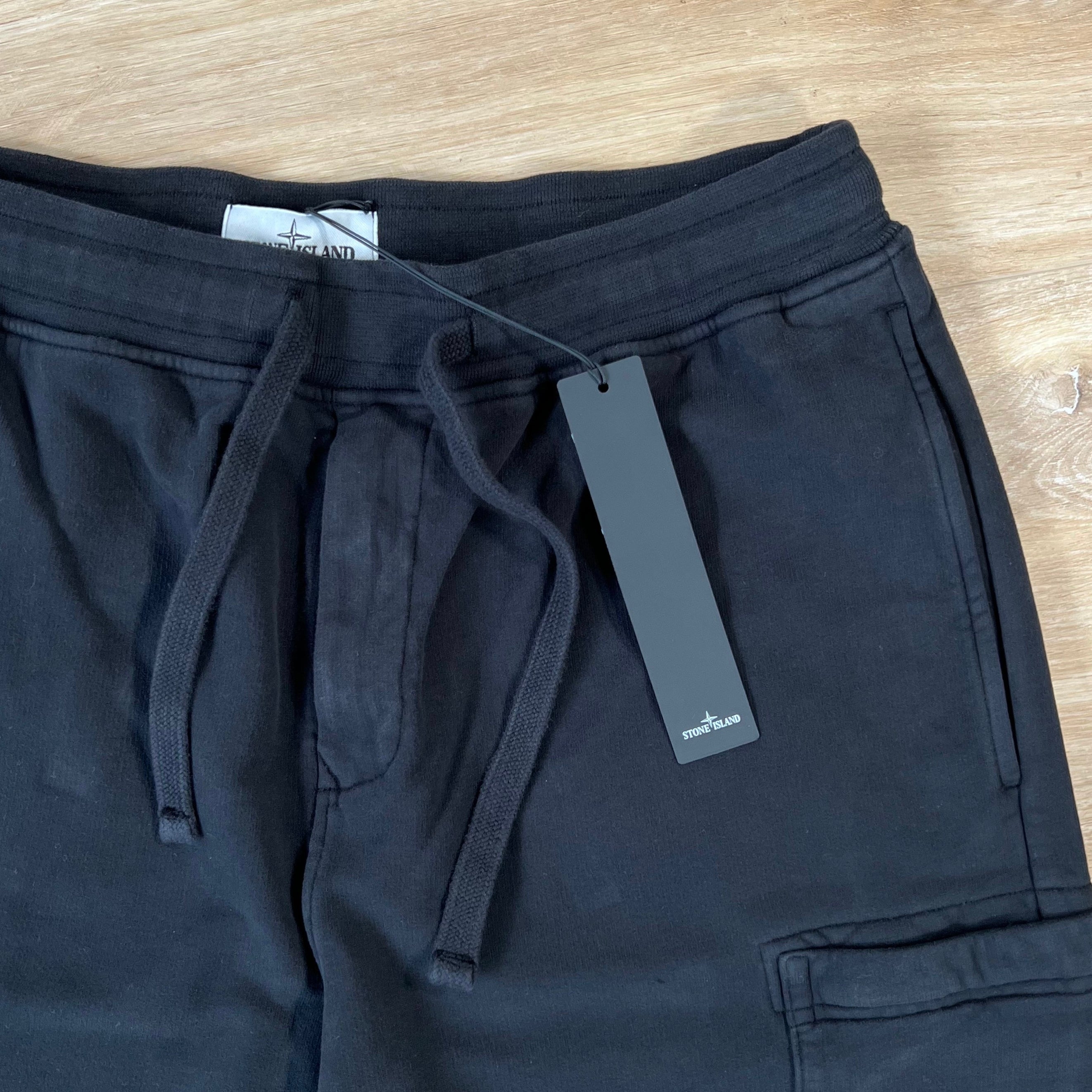 Stone Island Organic Cotton Fleece Shorts in Black Ironleague