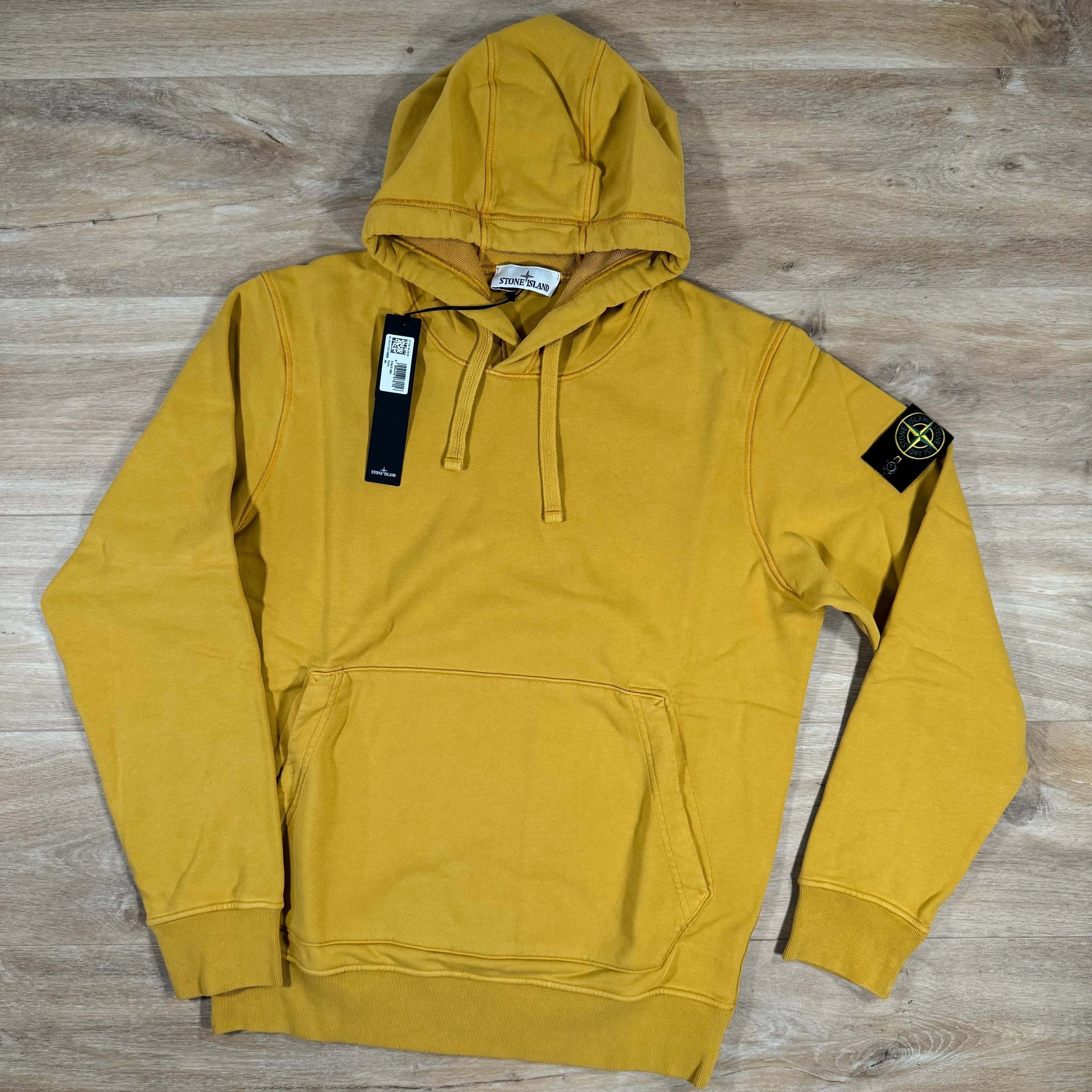Stone Island Garment Dyed Pullover Hoodie in Mustard Ironleague