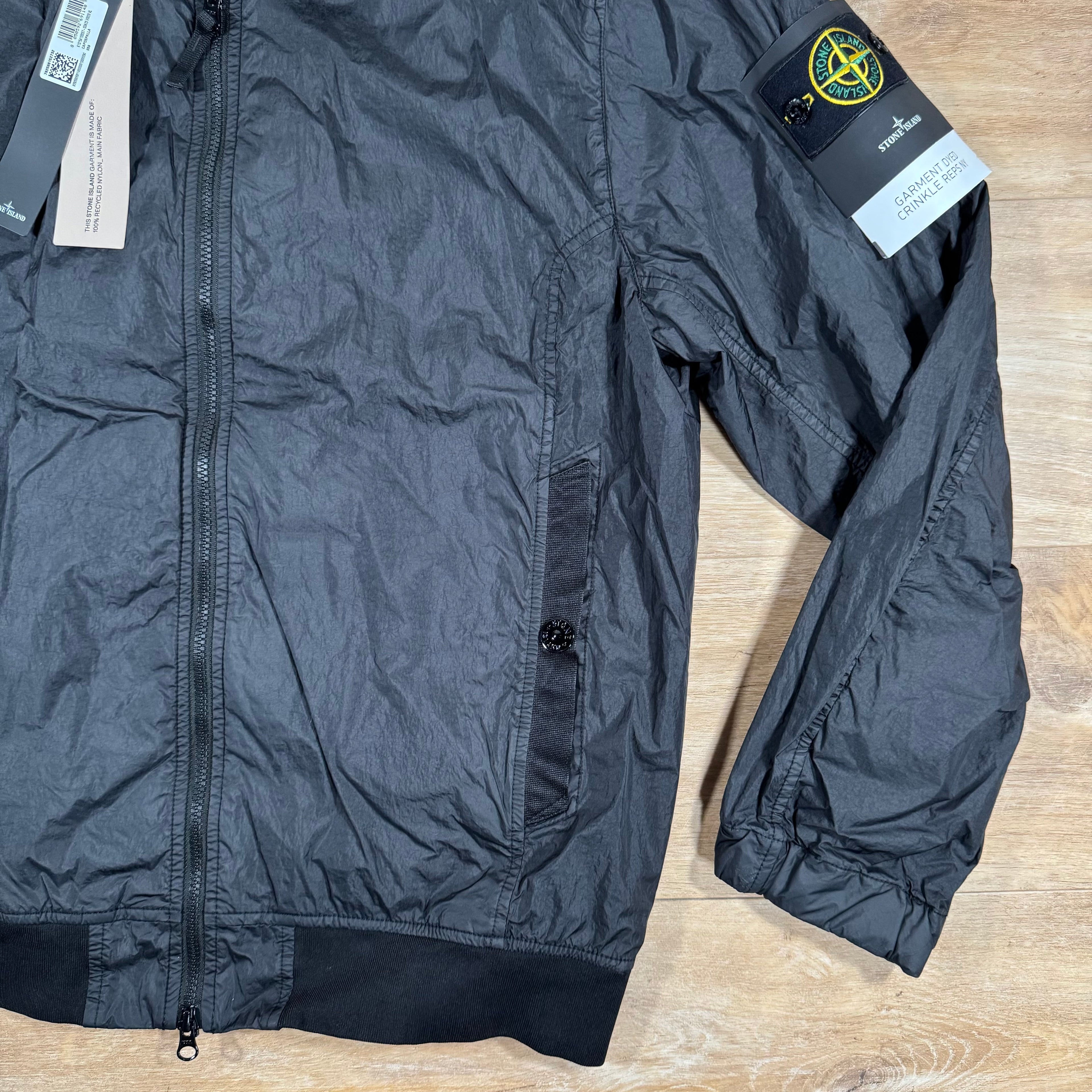 Stone Island Crinkle Reps R-NY Bomber Jacket in Black Ironleague