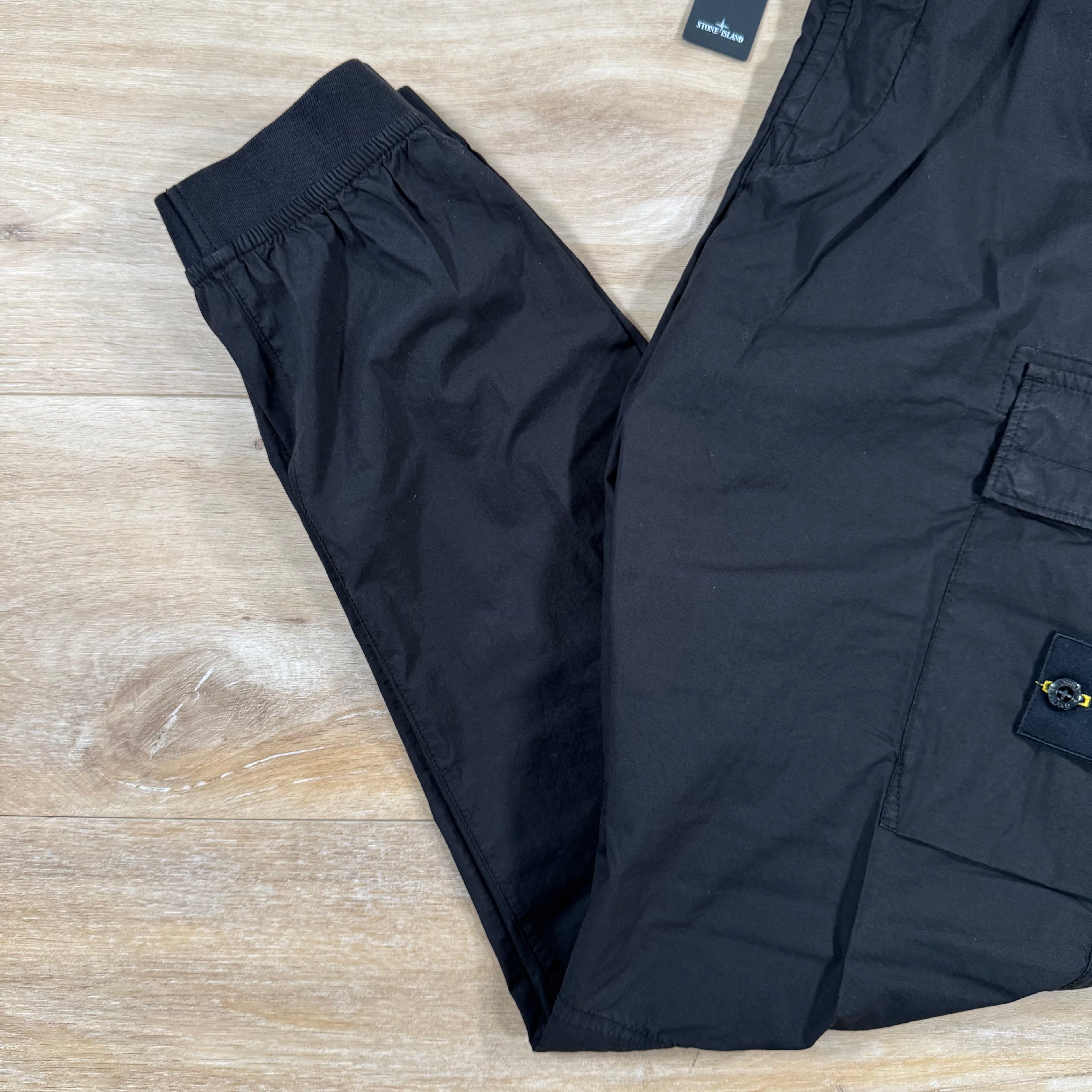 Stone Island Stretch Cotton Tela Cargo Pants in Black Ironleague