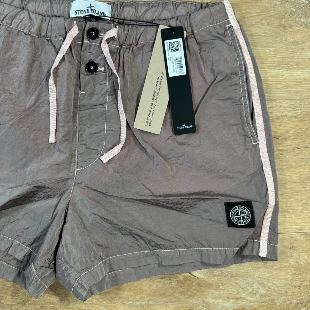Stone Island Nylon Metal Button Swim Shorts in Antique Rose Ironleague