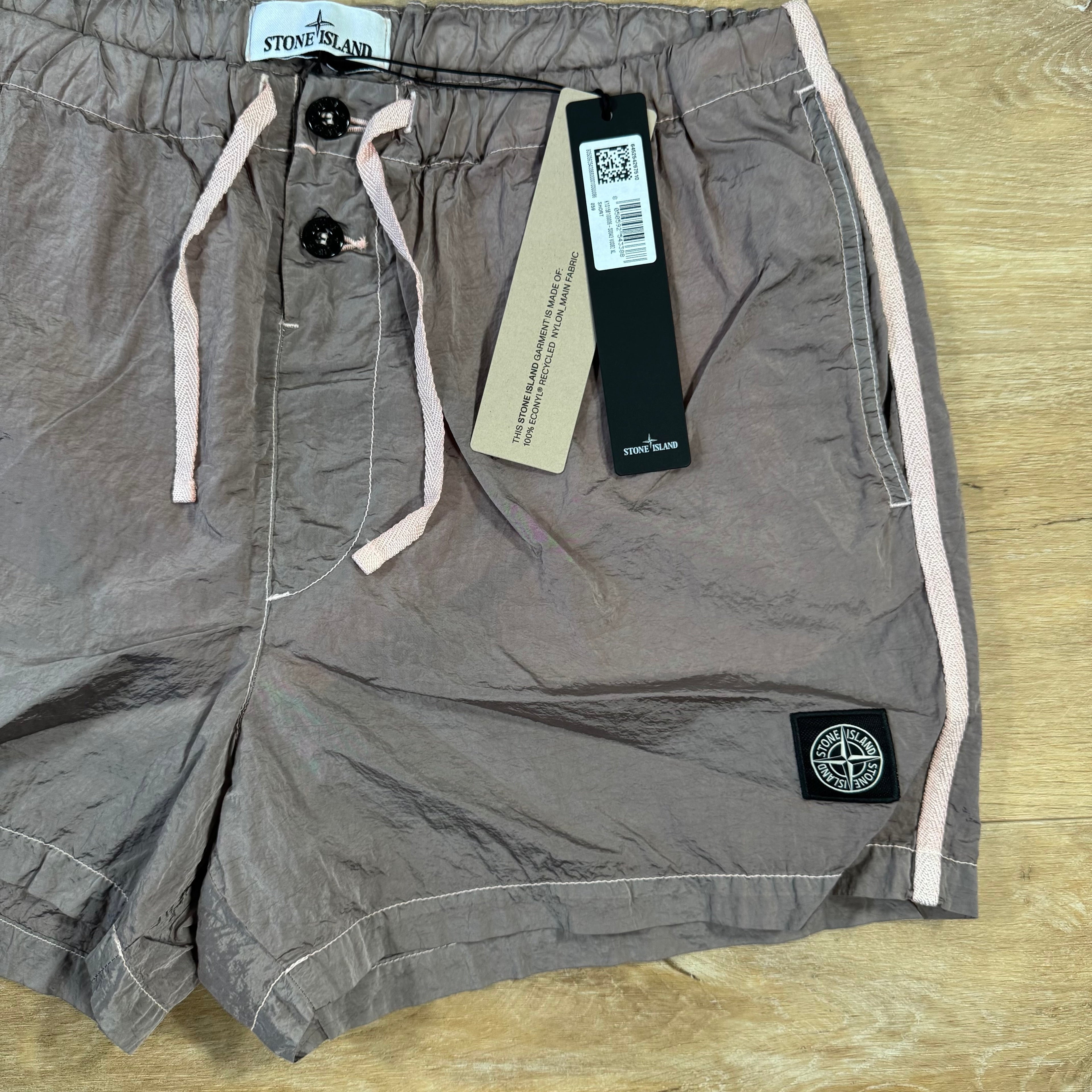 Stone Island Nylon Metal Button Swim Shorts in Antique Rose Ironleague