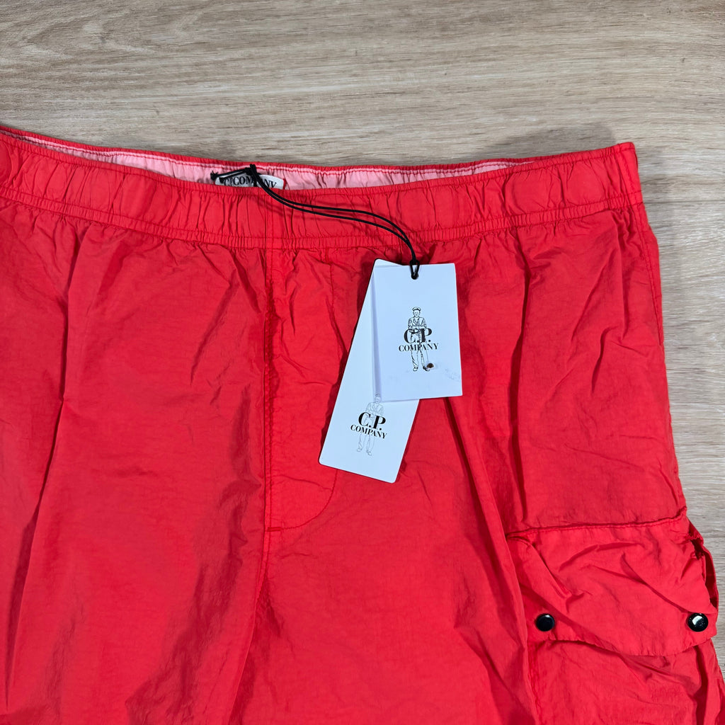 CP Company Flatt Nylon Cargo Lens Swim Shorts in Poinciana - Orange Ironleague