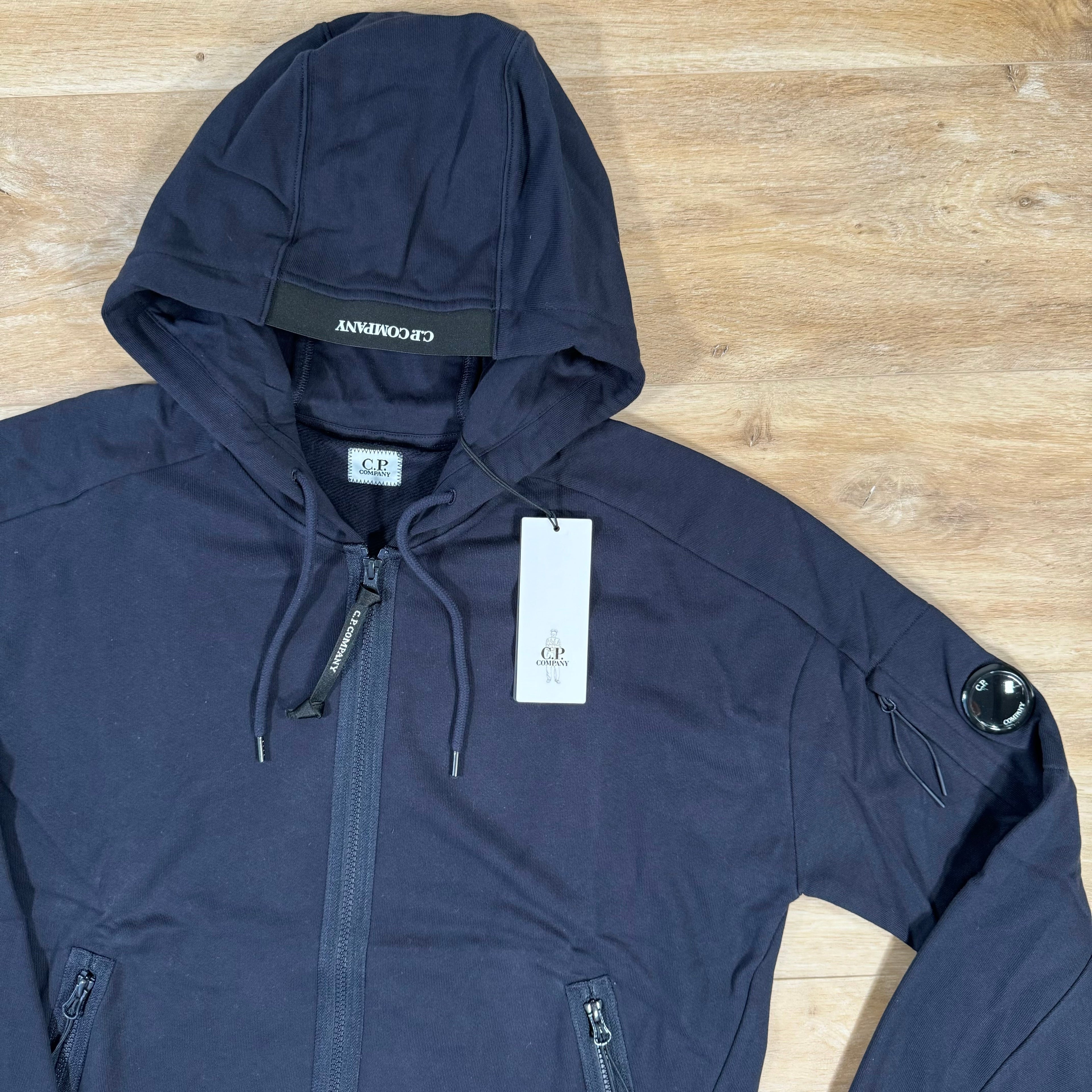 CP Company Diagonal Raised Zipped Lens Hoodie in Navy Ironleague
