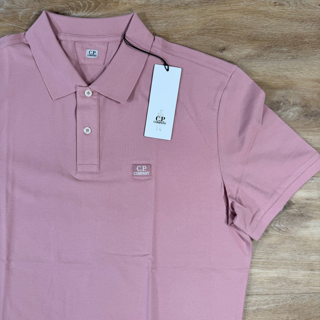 CP Company Stretch Piquet Logo Polo Shirt in Misty Rose - Pink Ironleague