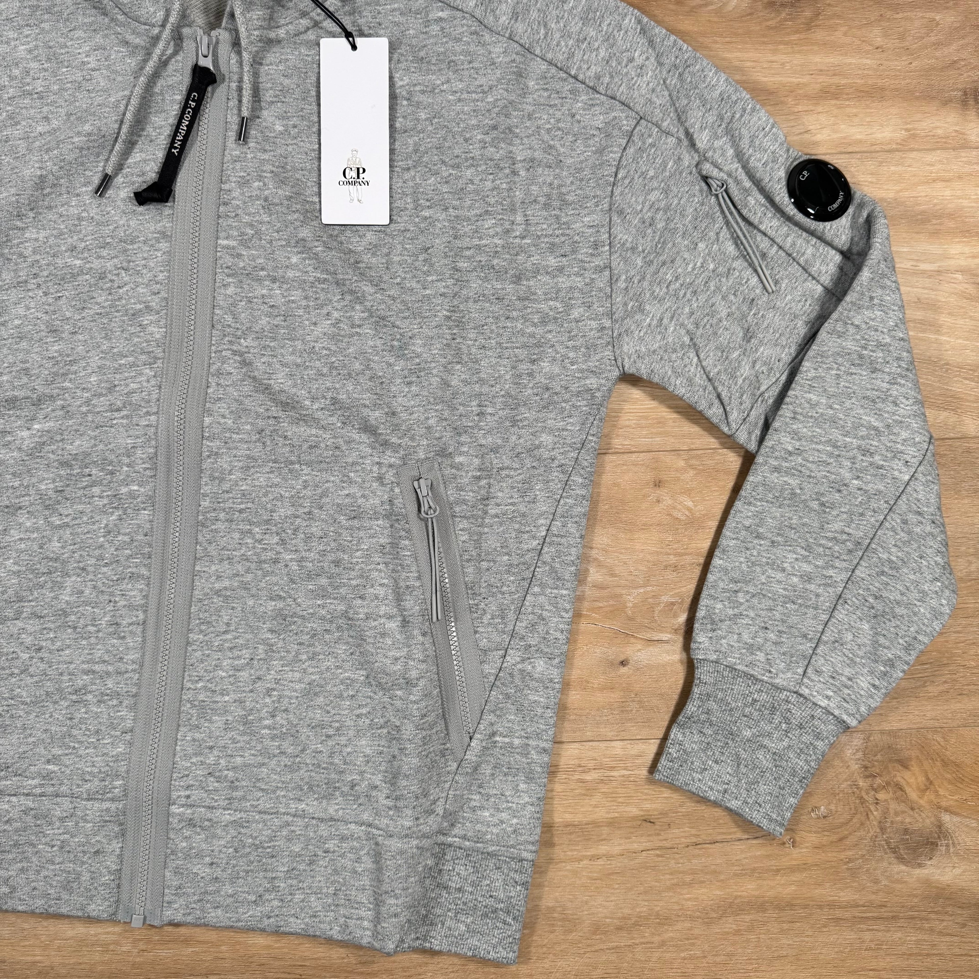 CP Company Diagonal Raised Zipped Lens Hoodie in Grey Ironleague