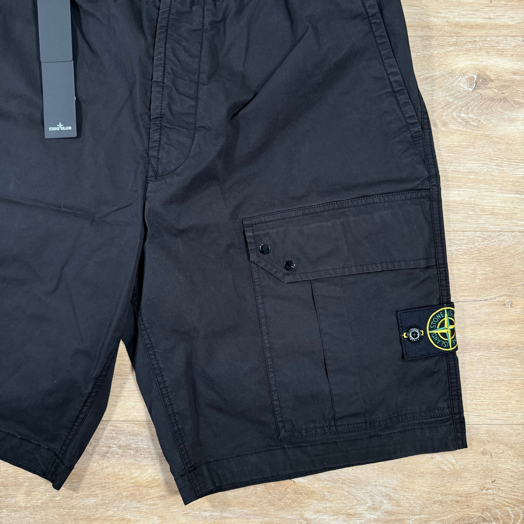 Stone Island Stretch-TC Cargo Bermuda Shorts in Black Ironleague