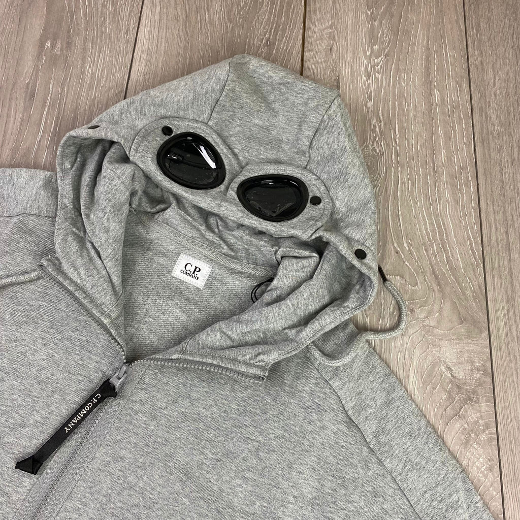 CP Company Raised Fleece Goggle Hoodie - Grey Ironleague