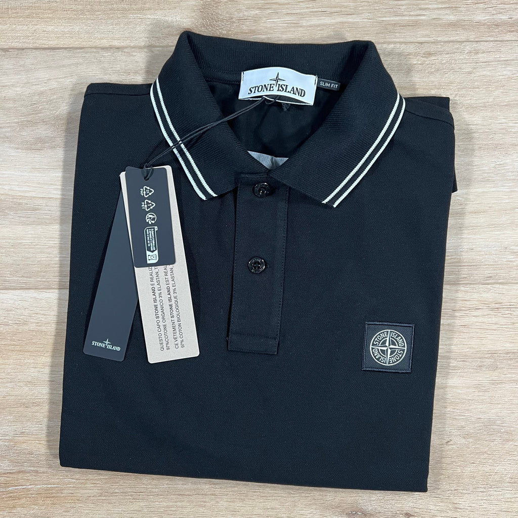 Stone Island Organic Cotton Pique Polo Shirt in Black Ironleague