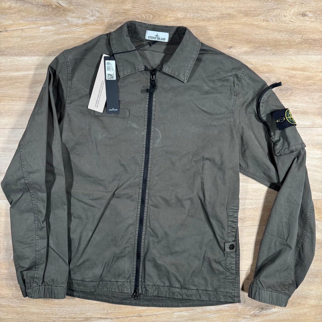 Stone Island Stretch Twill Overshirt in Military Green Ironleague