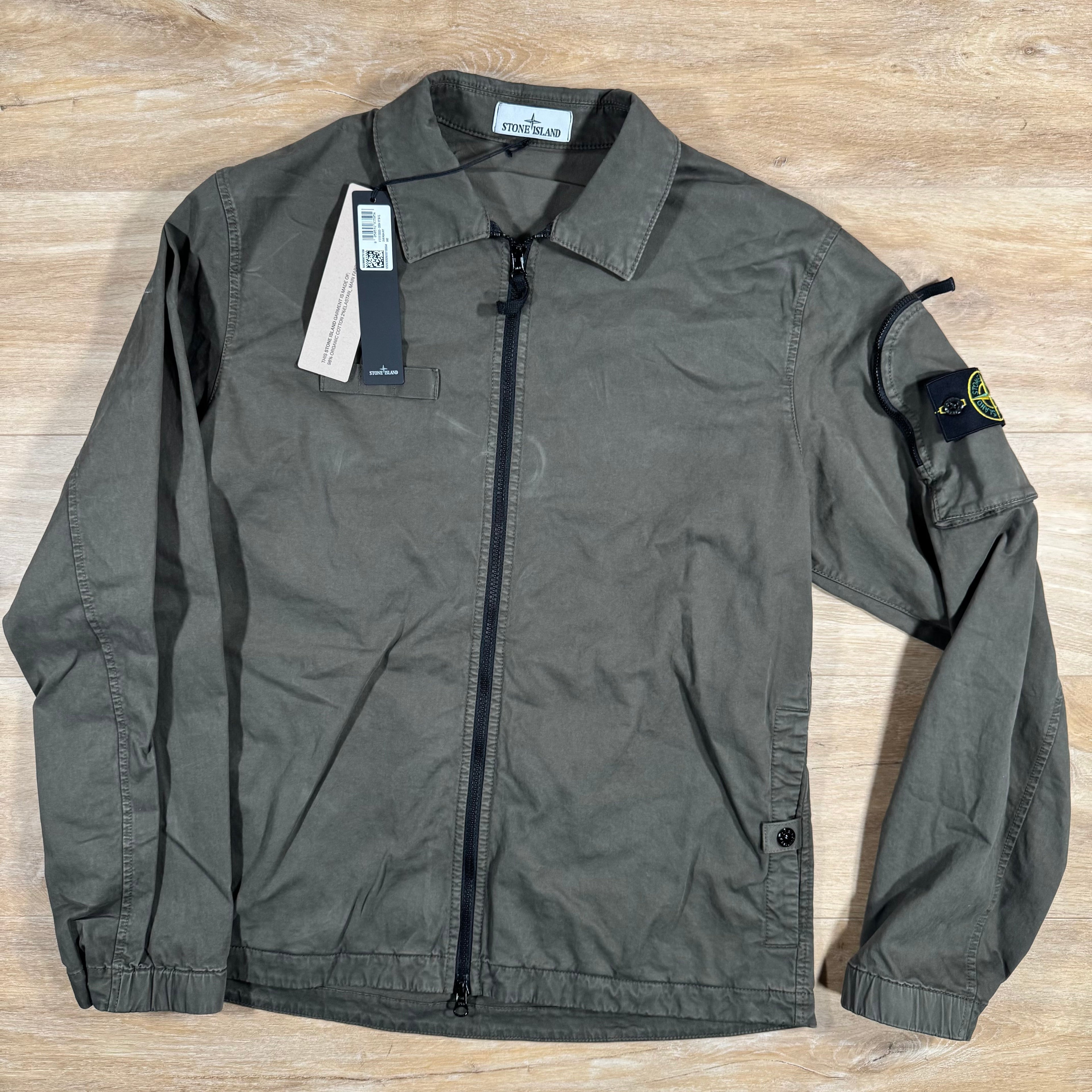 Stone Island Stretch Twill Overshirt in Military Green Ironleague
