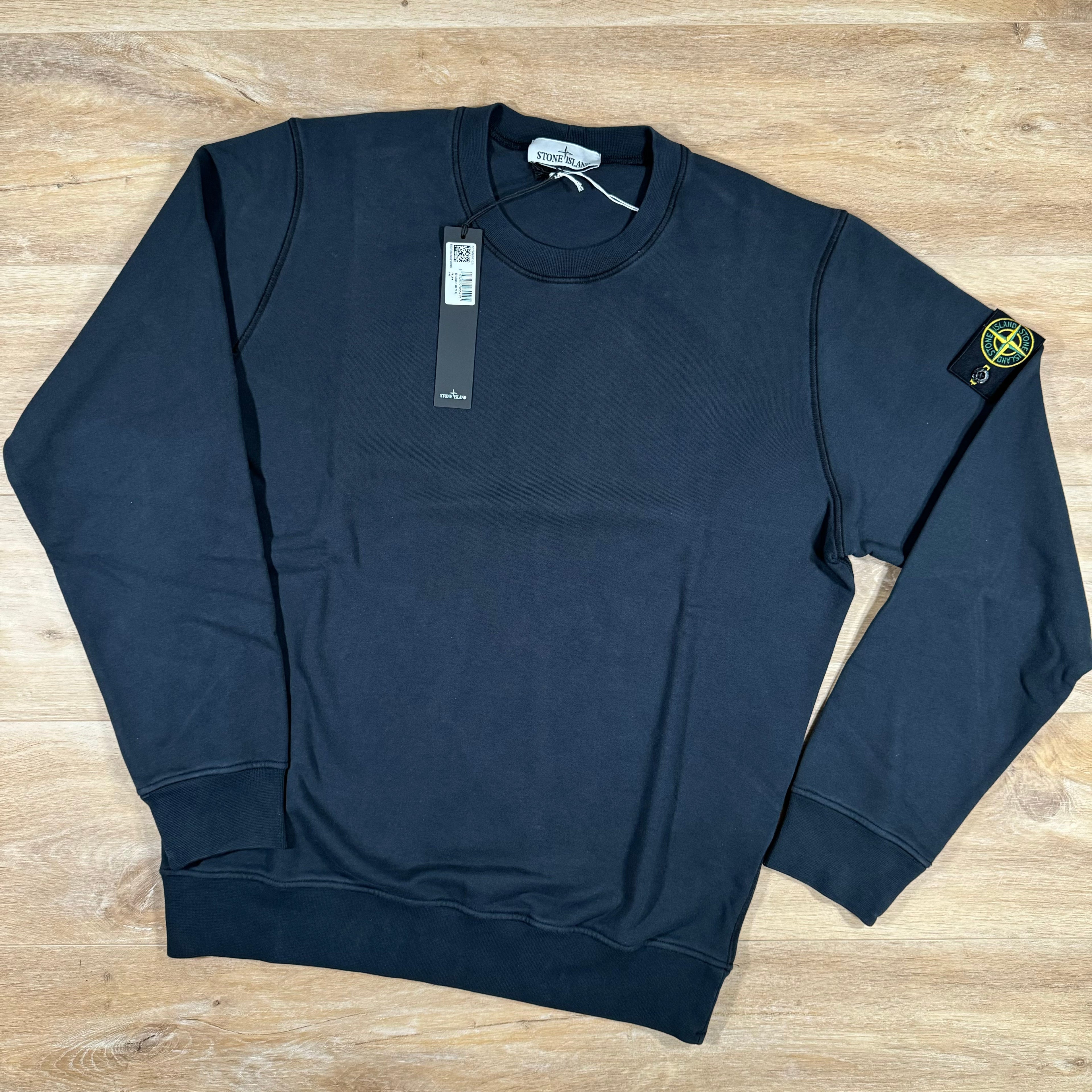 Stone Island Garment Dyed Crewneck Sweatshirt in Navy Ironleague