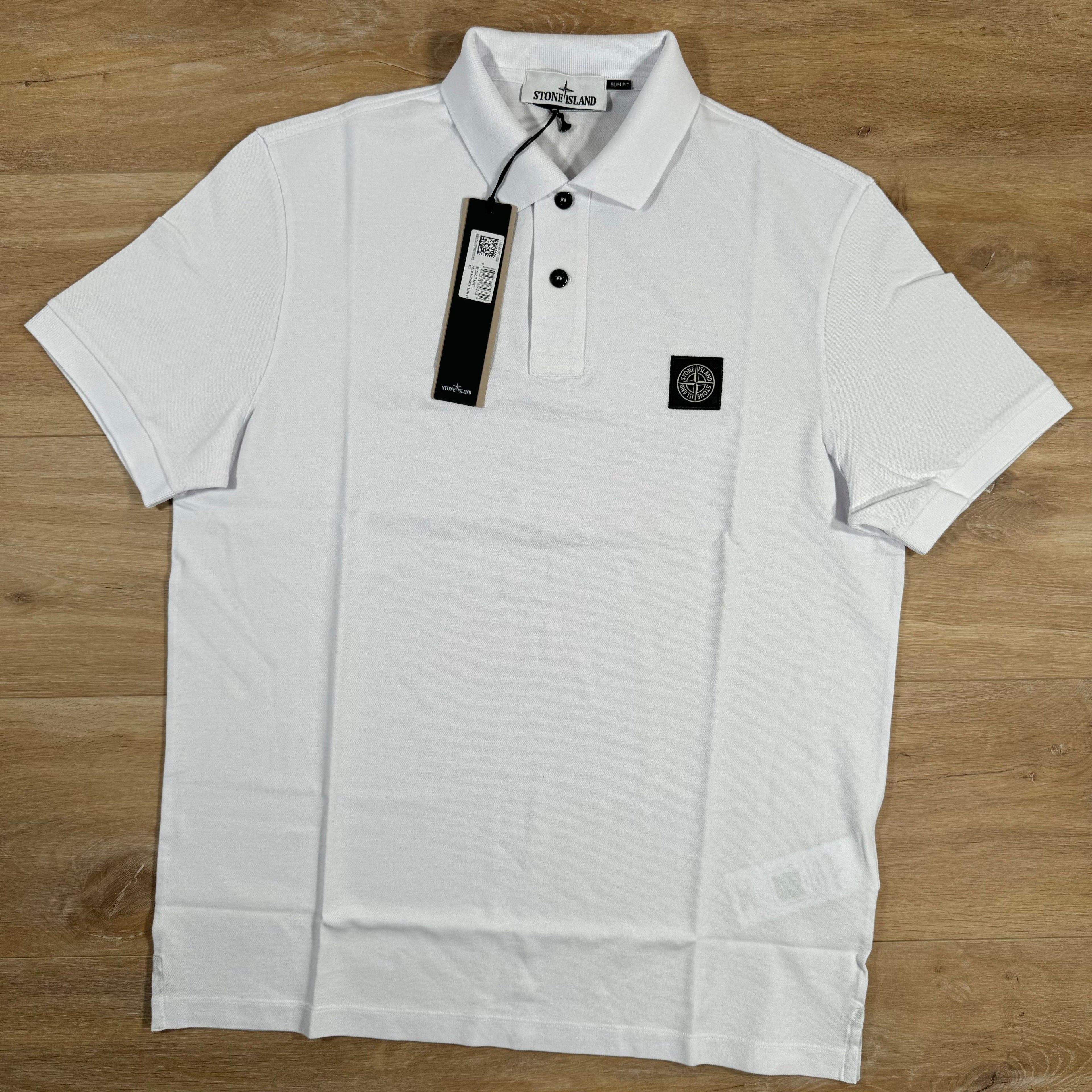 Stone Island Organic Cotton Pique Polo Shirt in White Ironleague