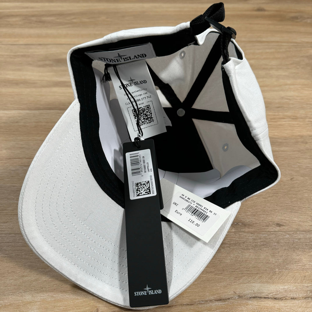 Stone Island Compass Logo Cap in White Ironleague