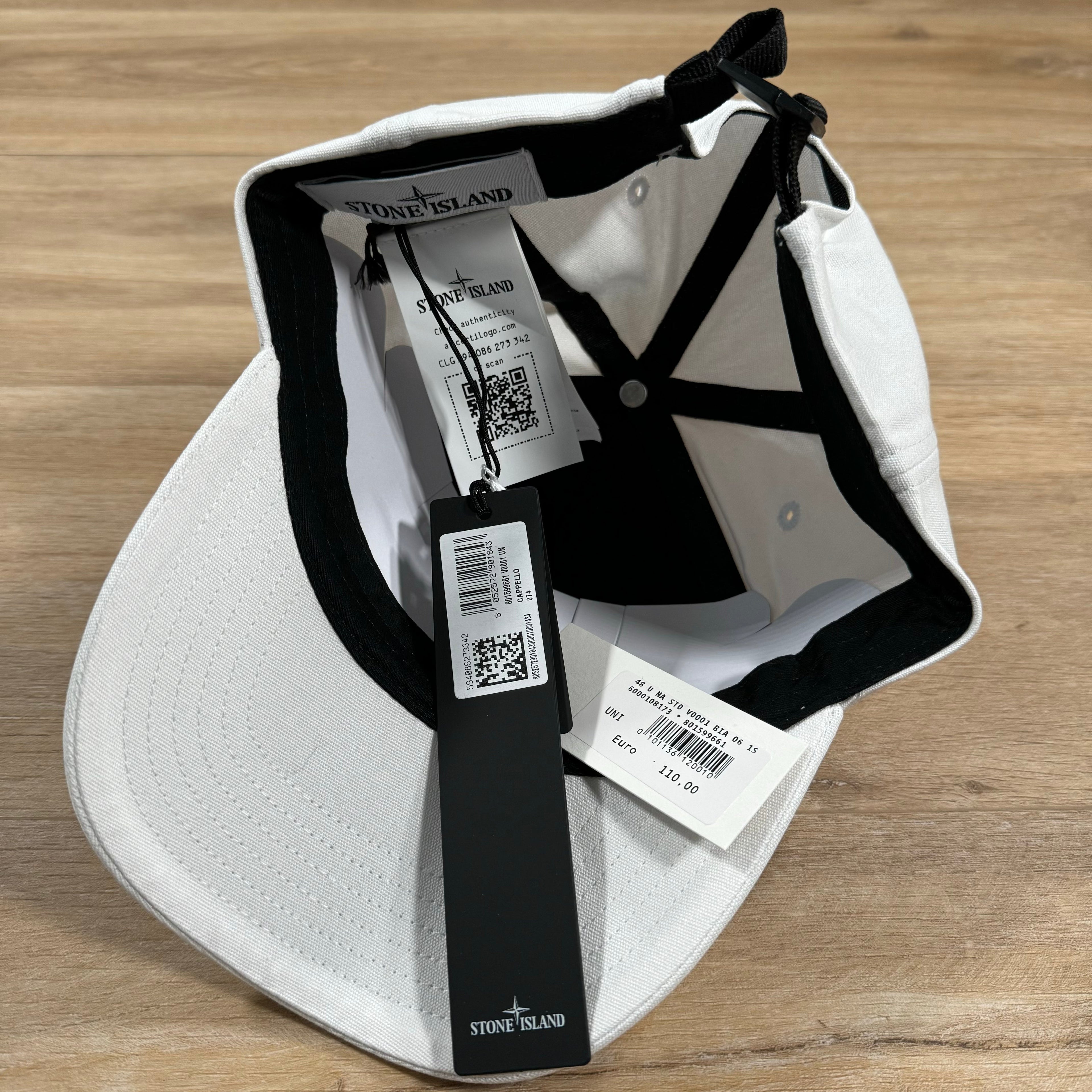 Stone Island Compass Logo Cap in White Ironleague