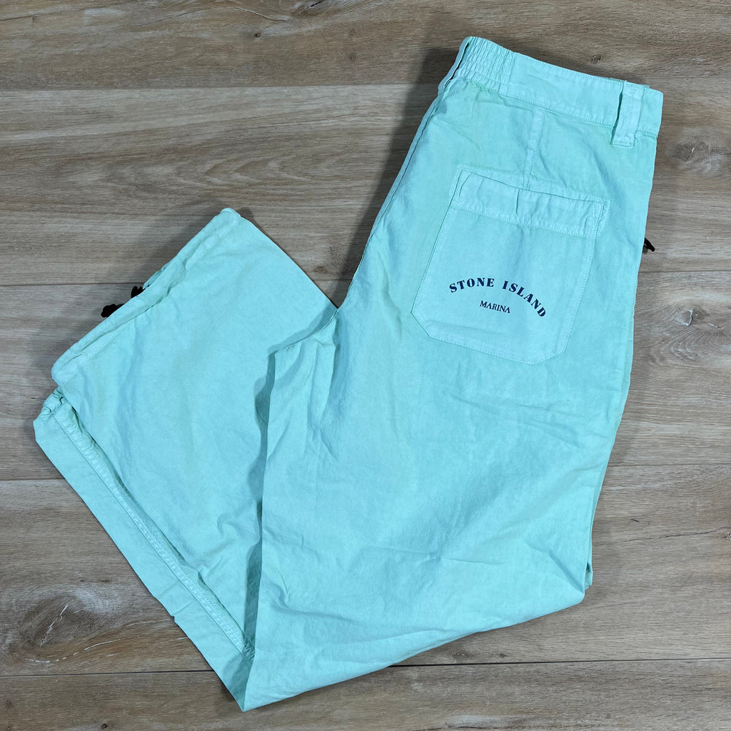 Stone Island Straight Leg Marina Trousers in Light Green Ironleague
