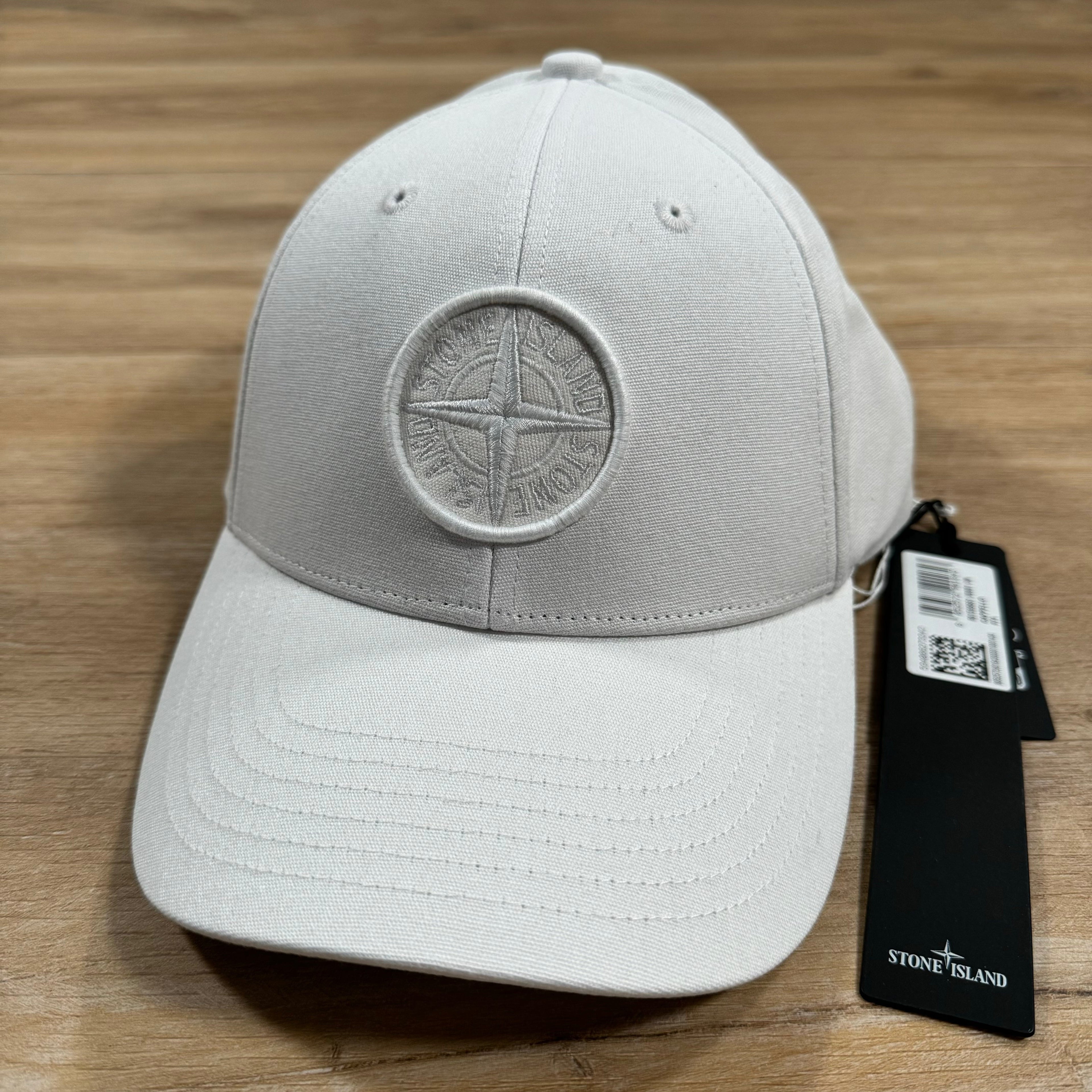 Stone Island Compass Logo Cap in White Ironleague