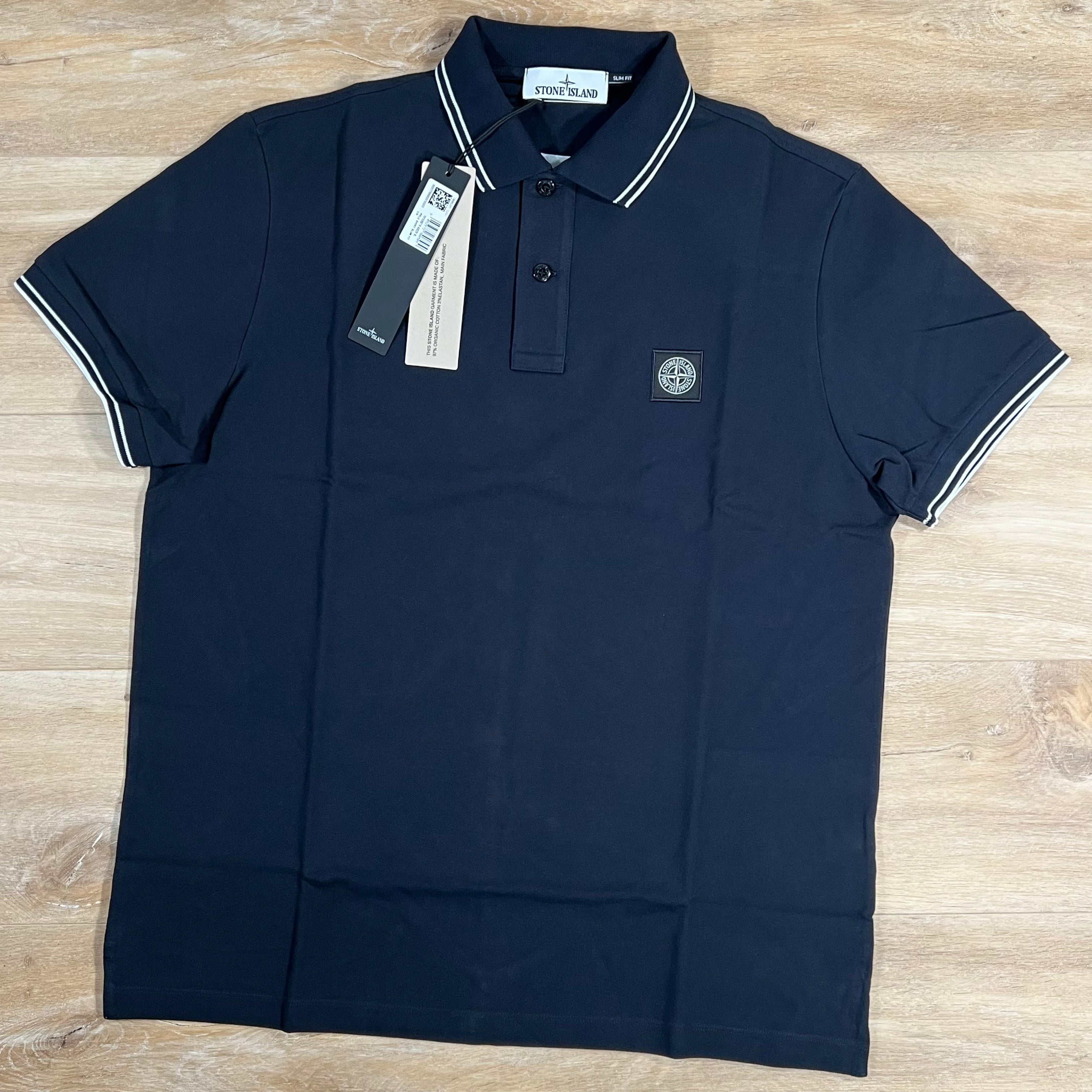 Stone Island Organic Cotton Pique Polo Shirt in Navy Ironleague