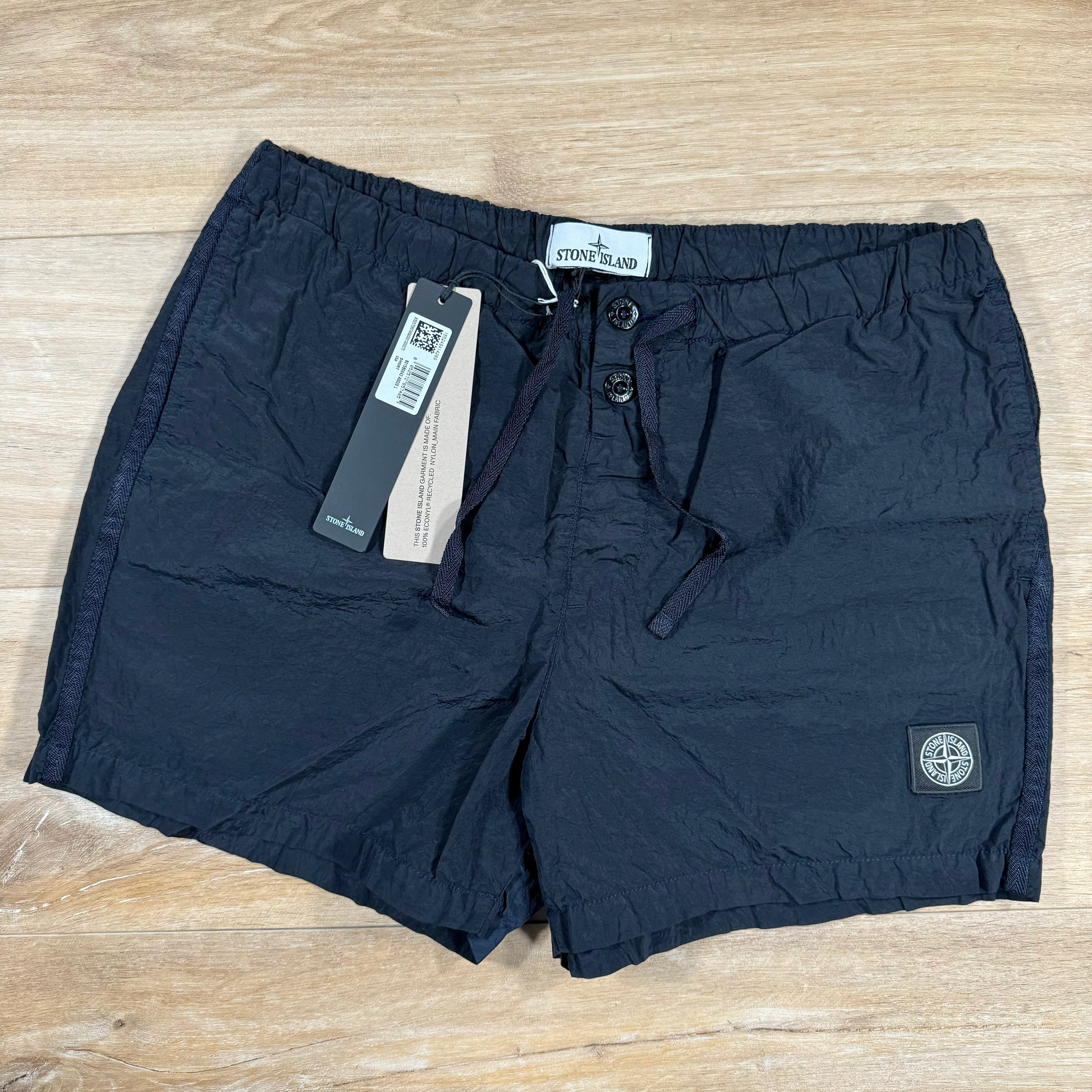 Stone Island Nylon Metal Button Swim Shorts in Navy Ironleague