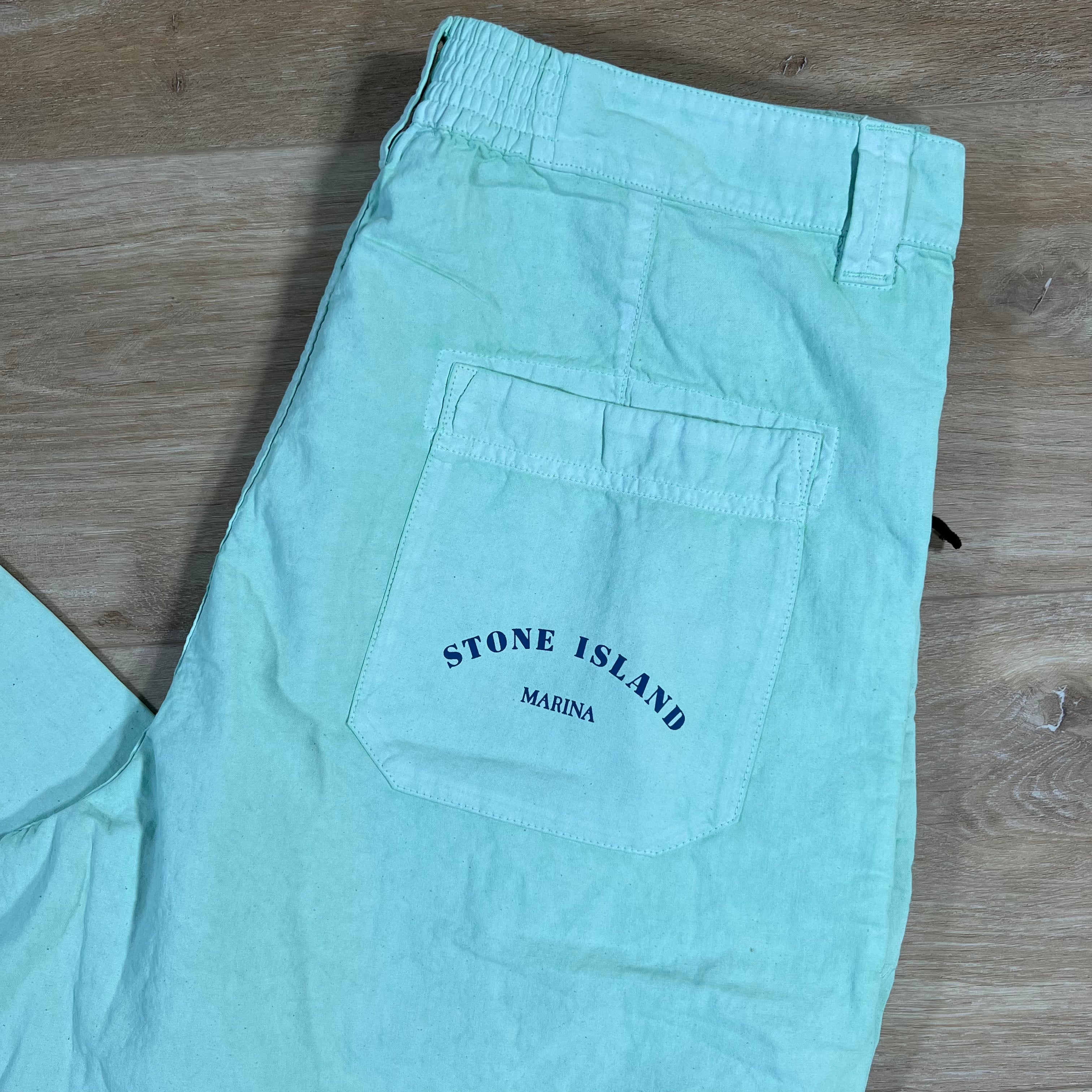 Stone Island Straight Leg Marina Trousers in Light Green Ironleague