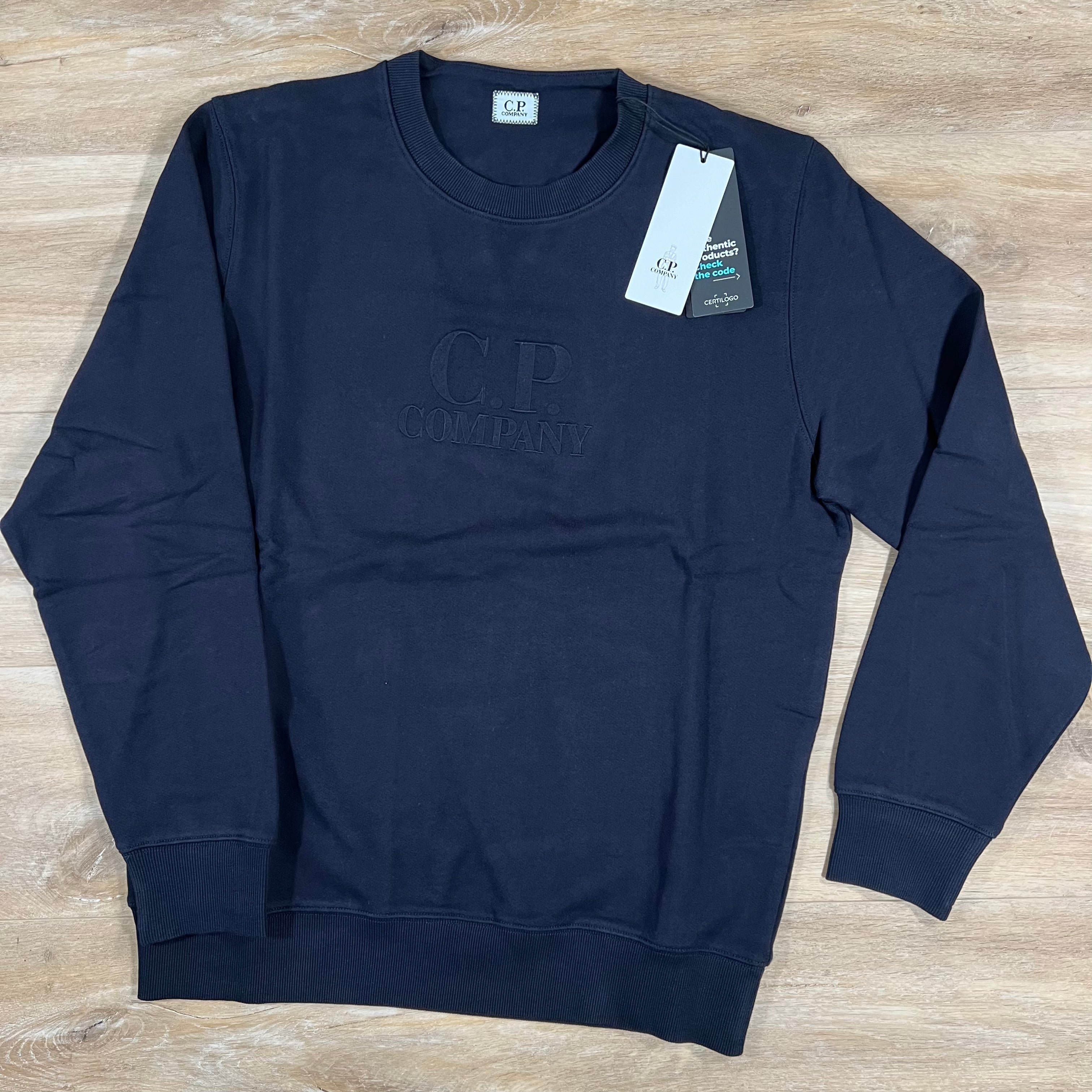 CP Company Diagonal Raised Logo Sweatshirt in Navy Ironleague