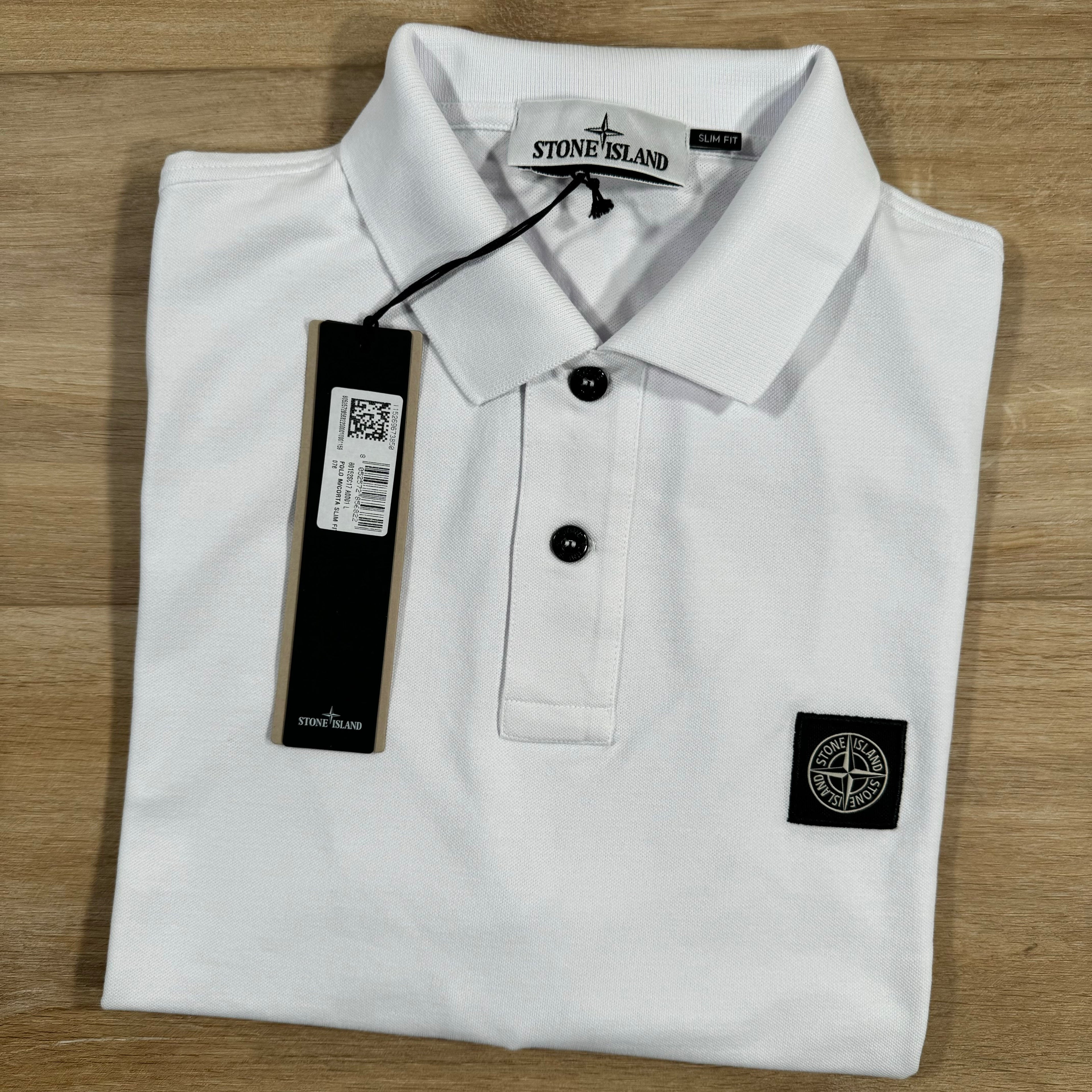 Stone Island Organic Cotton Pique Polo Shirt in White Ironleague