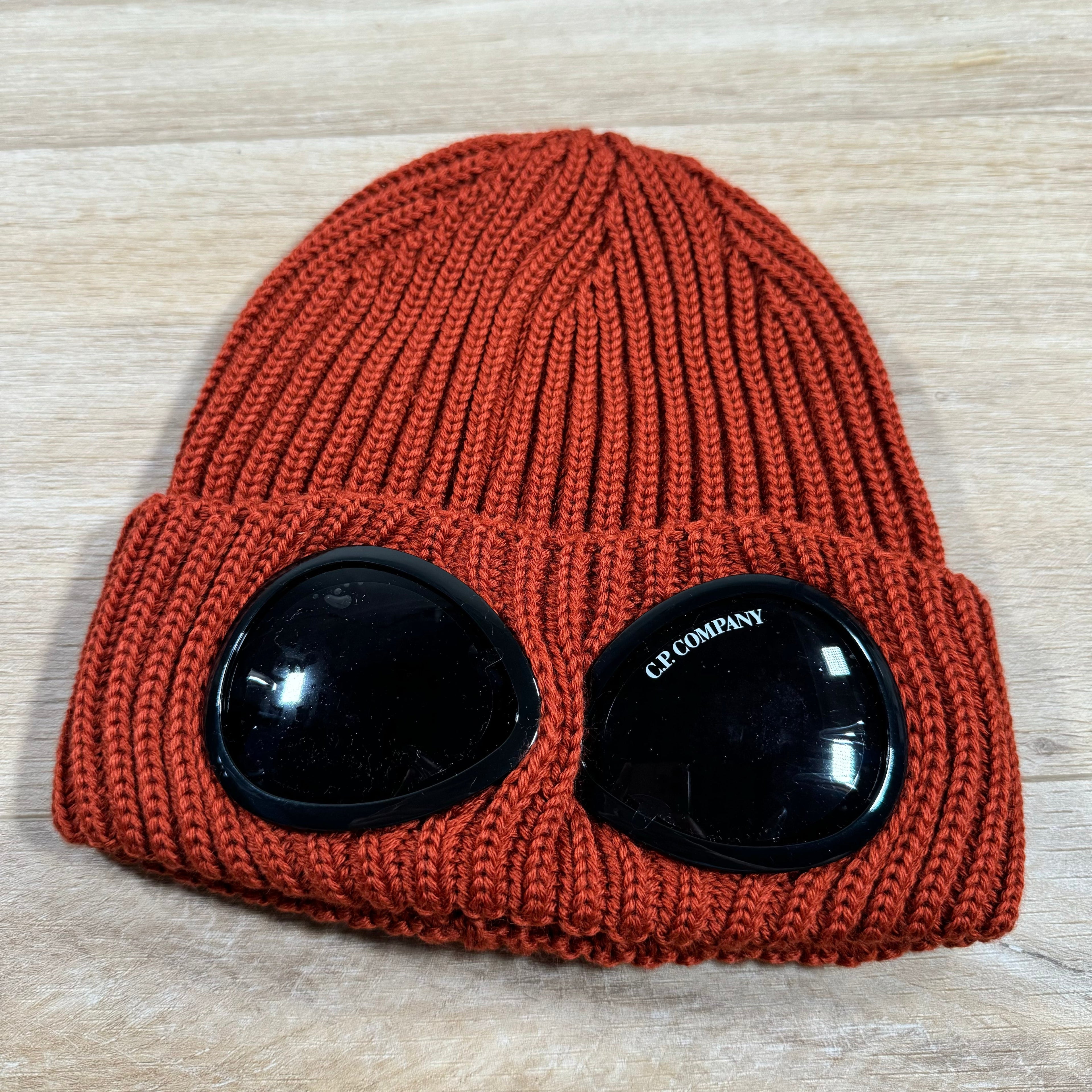 CP Company Extra Fine Merino Wool Goggle Beanie in Bombay Brown Ironleague