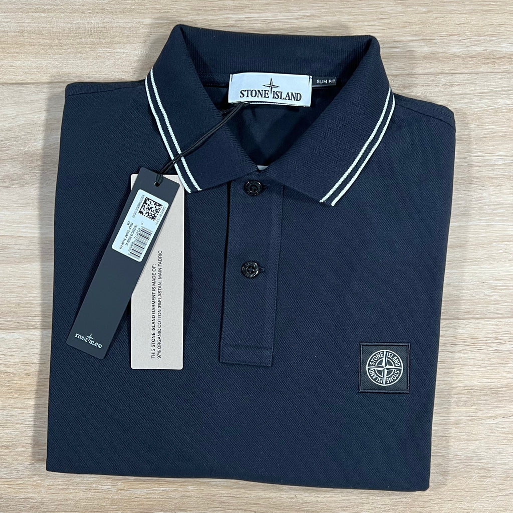 Stone Island Organic Cotton Pique Polo Shirt in Navy Ironleague