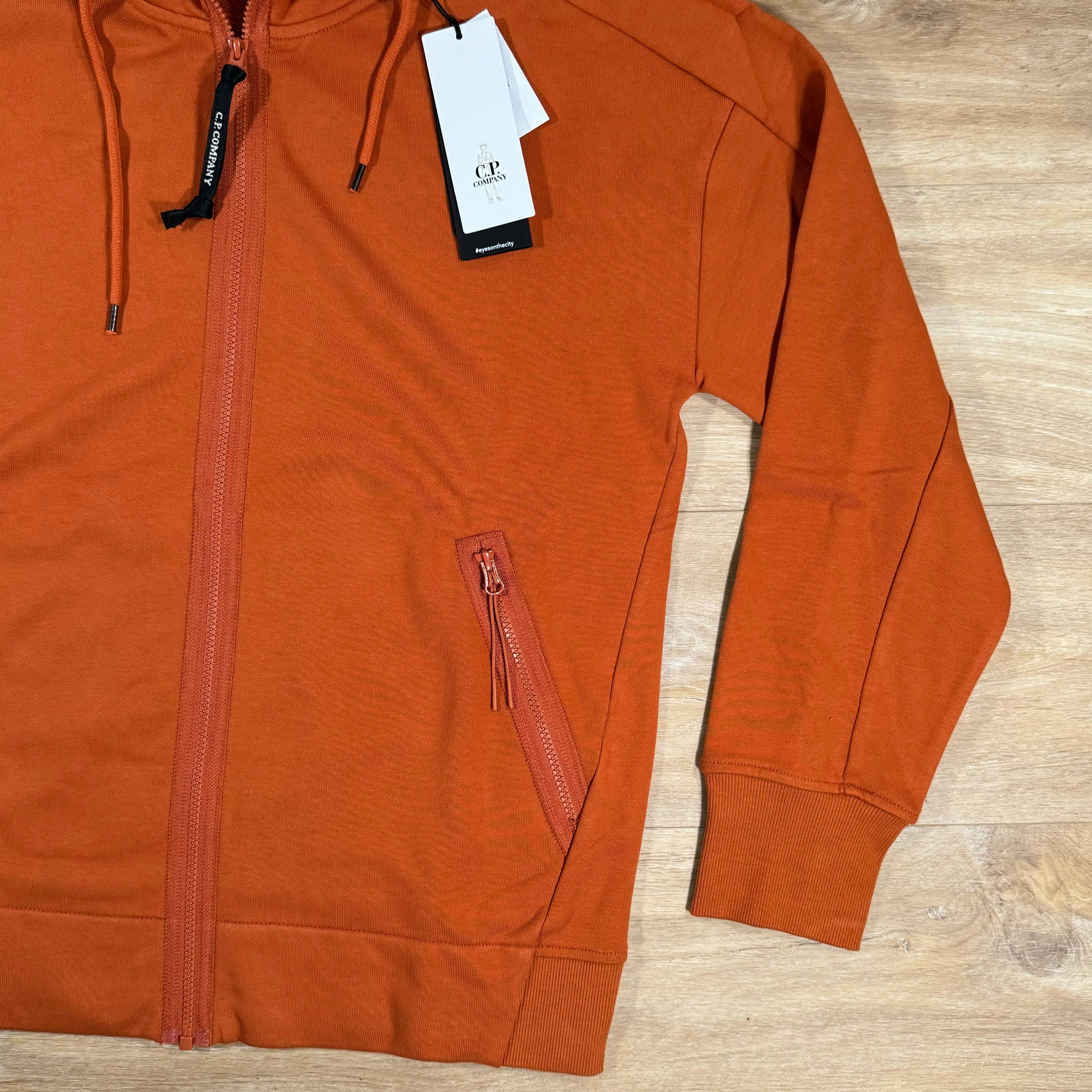 CP Company Diagonal Raised Zipped Goggle Hoodie in Bombay Brown Ironleague
