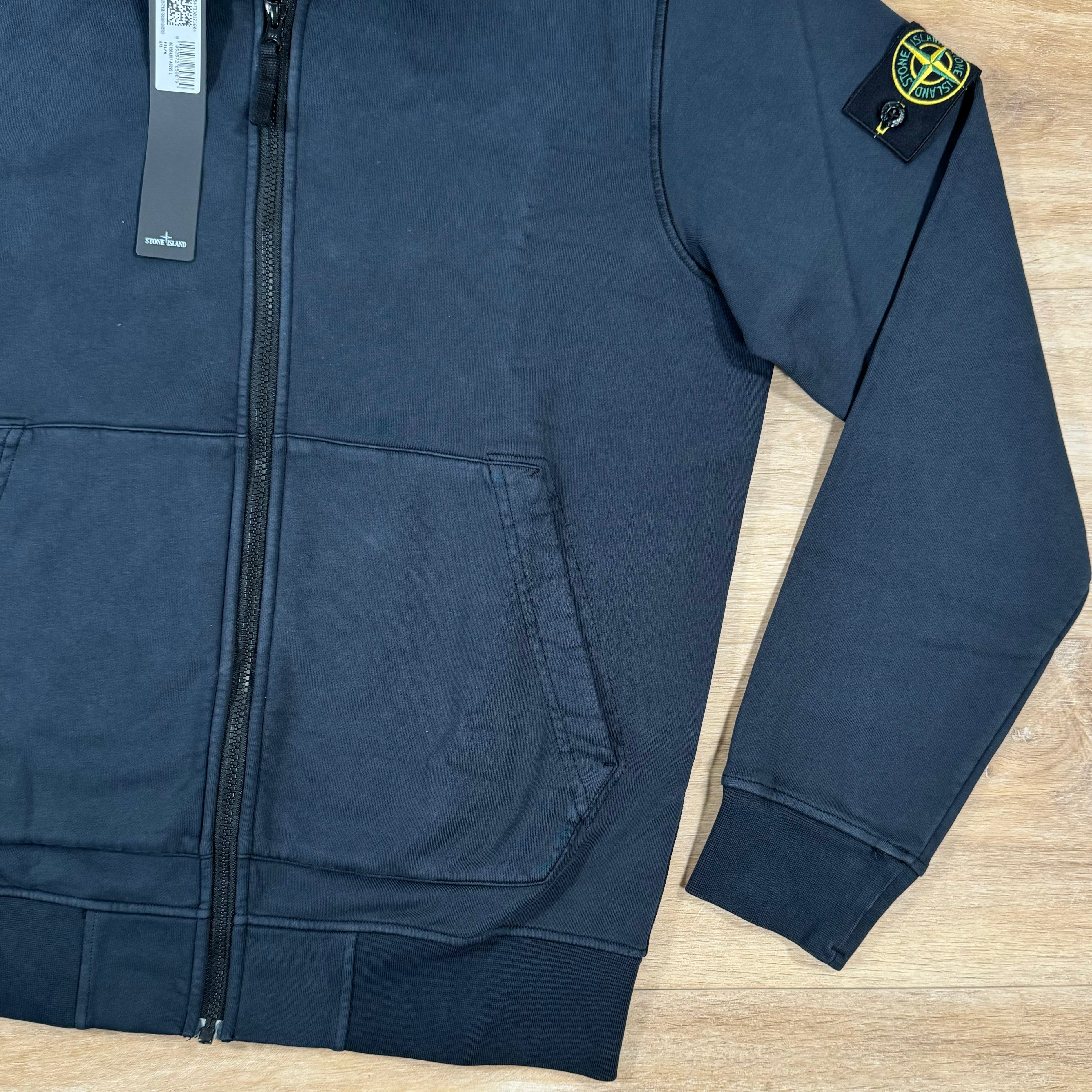 Stone Island Organic Cotton Full-Zip Sweatshirt in Navy Ironleague