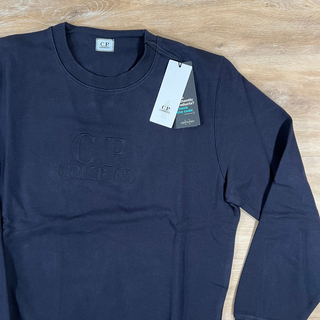 CP Company Diagonal Raised Logo Sweatshirt in Navy Ironleague