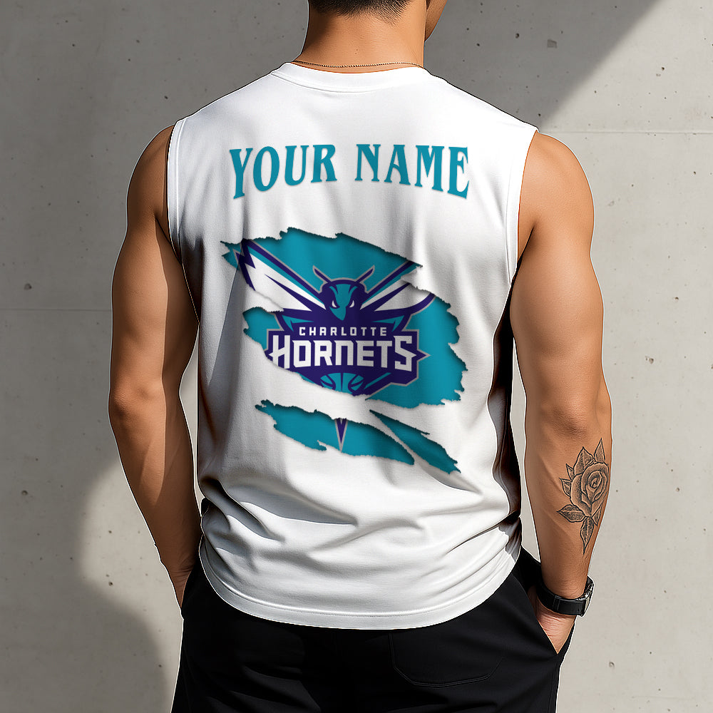 FINAL SALE - NEW CUSTOMIZED NBA27 CHO CHARLOTTE HORNETS TANKTOP & GYM SHIRT