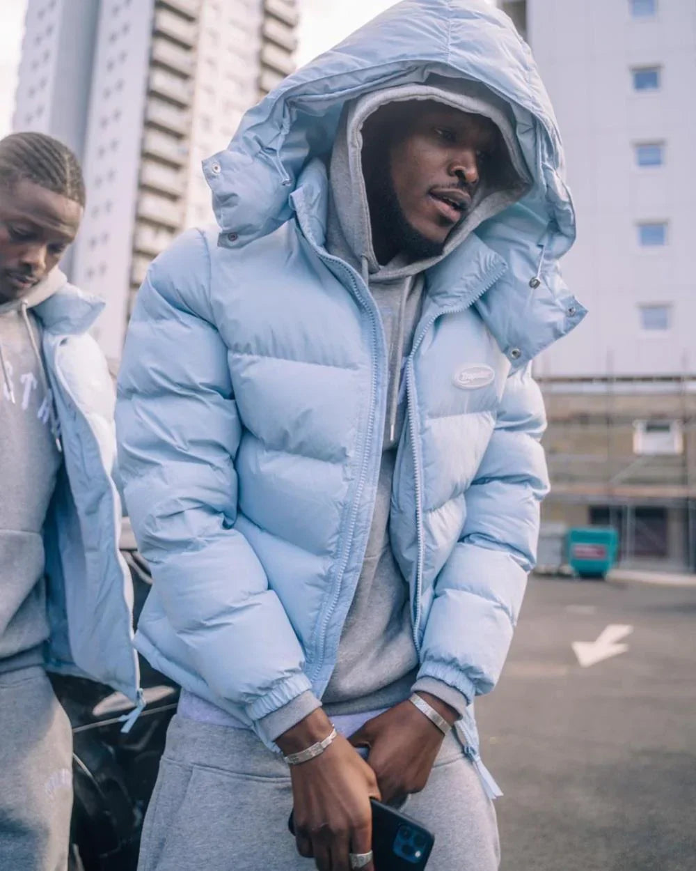 Trapstar Hyperdrive Detachable Hooded Puffer Jacket - Ice Blue Ironleague