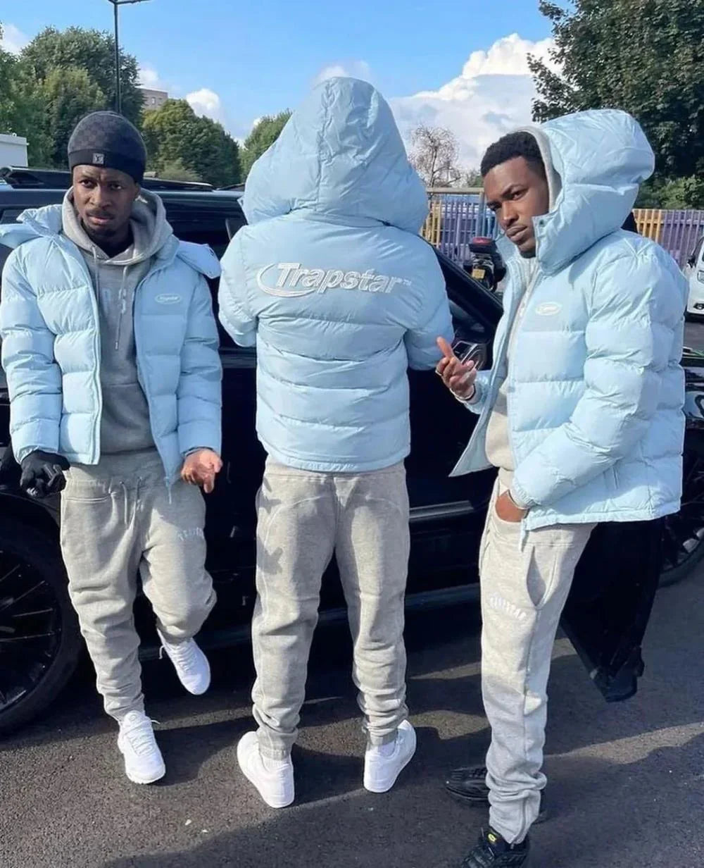 Trapstar Hyperdrive Detachable Hooded Puffer Jacket - Ice Blue Ironleague