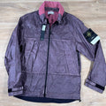 Stone Island Raw Linen Plated-OVD Jacket in Burgundy Ironleague