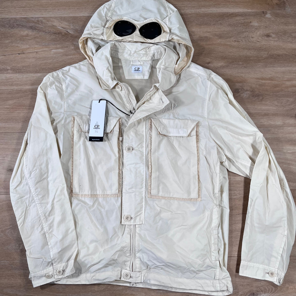 CP Company Flatt Nylon Goggle Overshirt in Pistachio Shell Ironleague