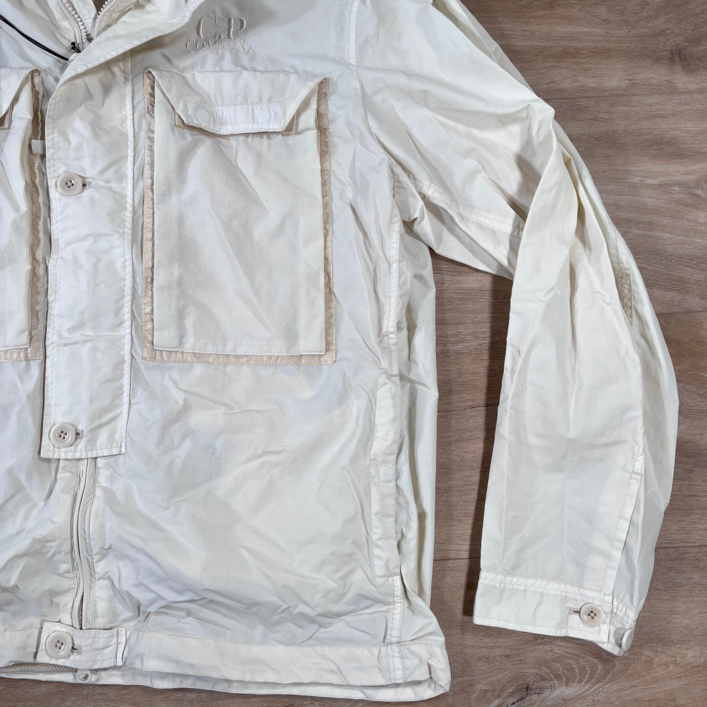 CP Company Flatt Nylon Goggle Overshirt in Pistachio Shell Ironleague