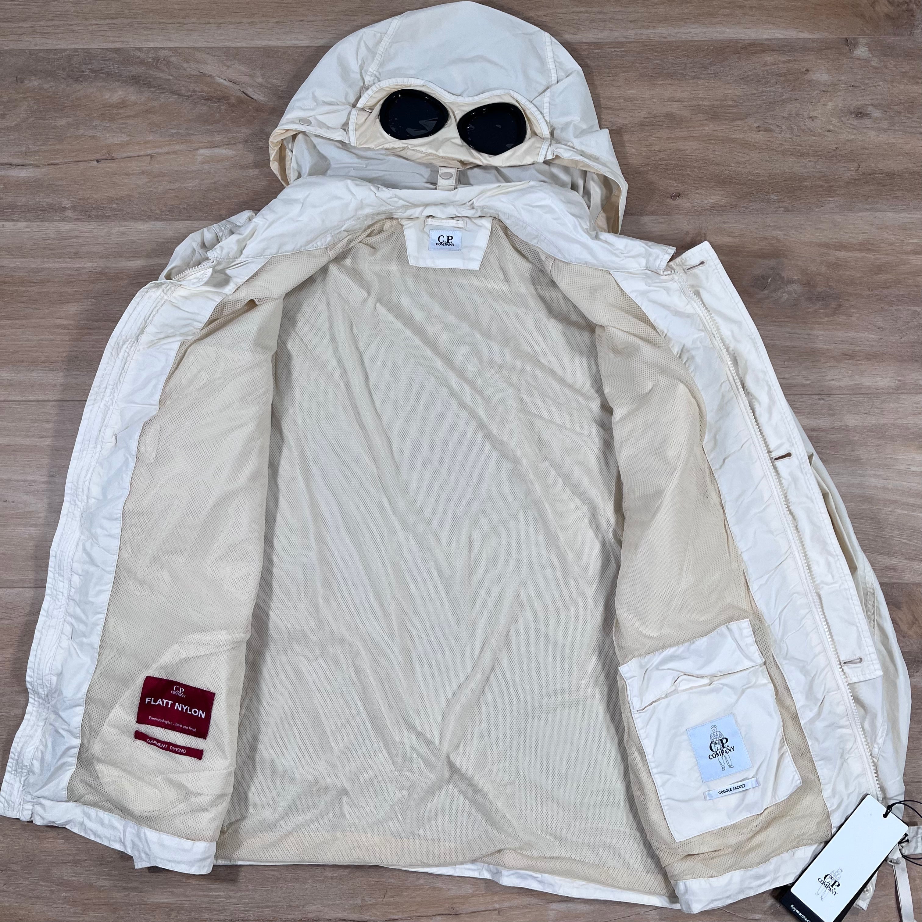 CP Company Flatt Nylon Goggle Overshirt in Pistachio Shell Ironleague