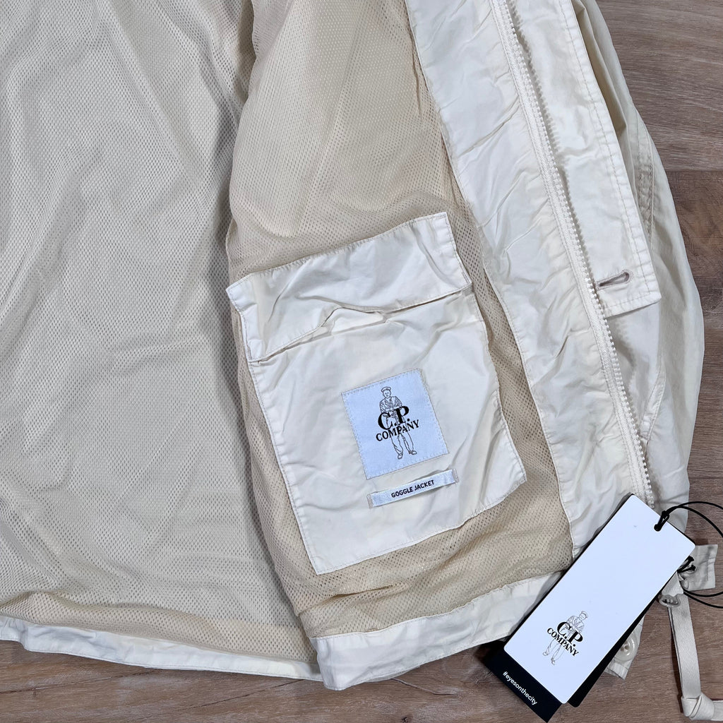 CP Company Flatt Nylon Goggle Overshirt in Pistachio Shell Ironleague