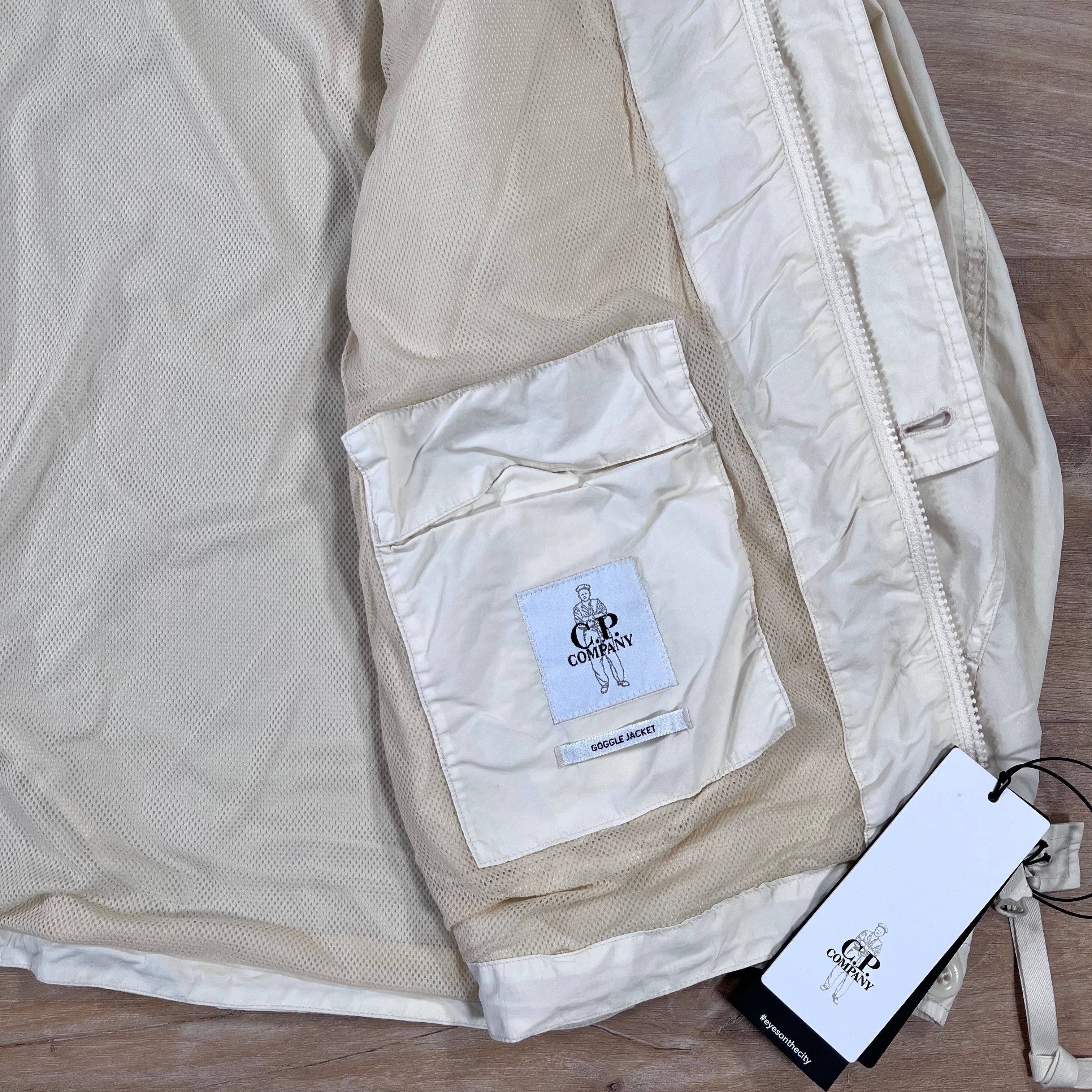 CP Company Flatt Nylon Goggle Overshirt in Pistachio Shell Ironleague