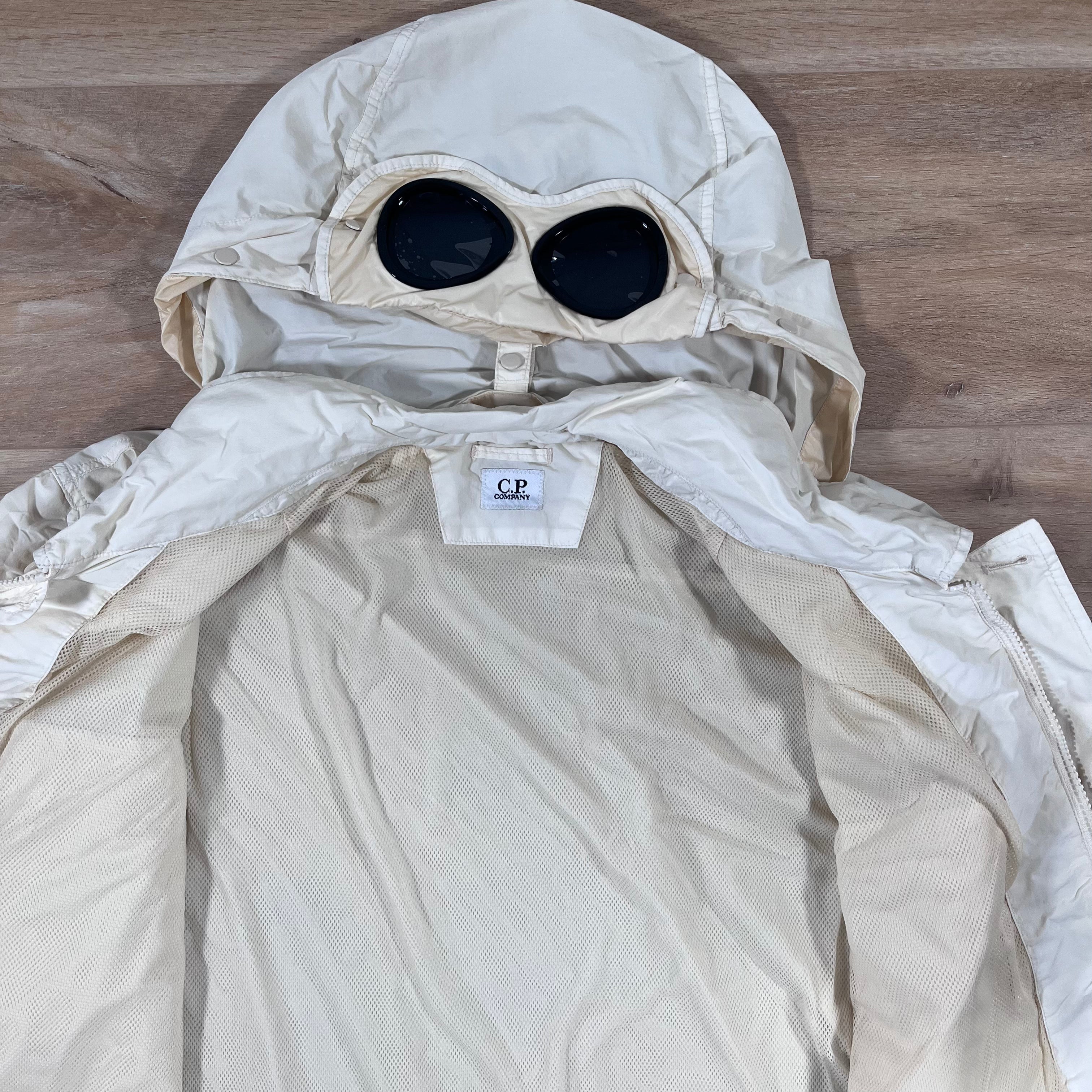 CP Company Flatt Nylon Goggle Overshirt in Pistachio Shell Ironleague