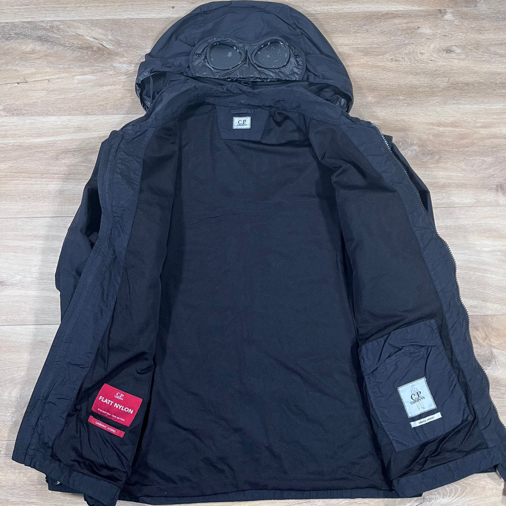 CP Company Flatt Nylon Goggle Overshirt in Black Ironleague