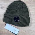 CP Company Extra Fine Merino Wool Lens Beanie in Ivy Green Ironleague