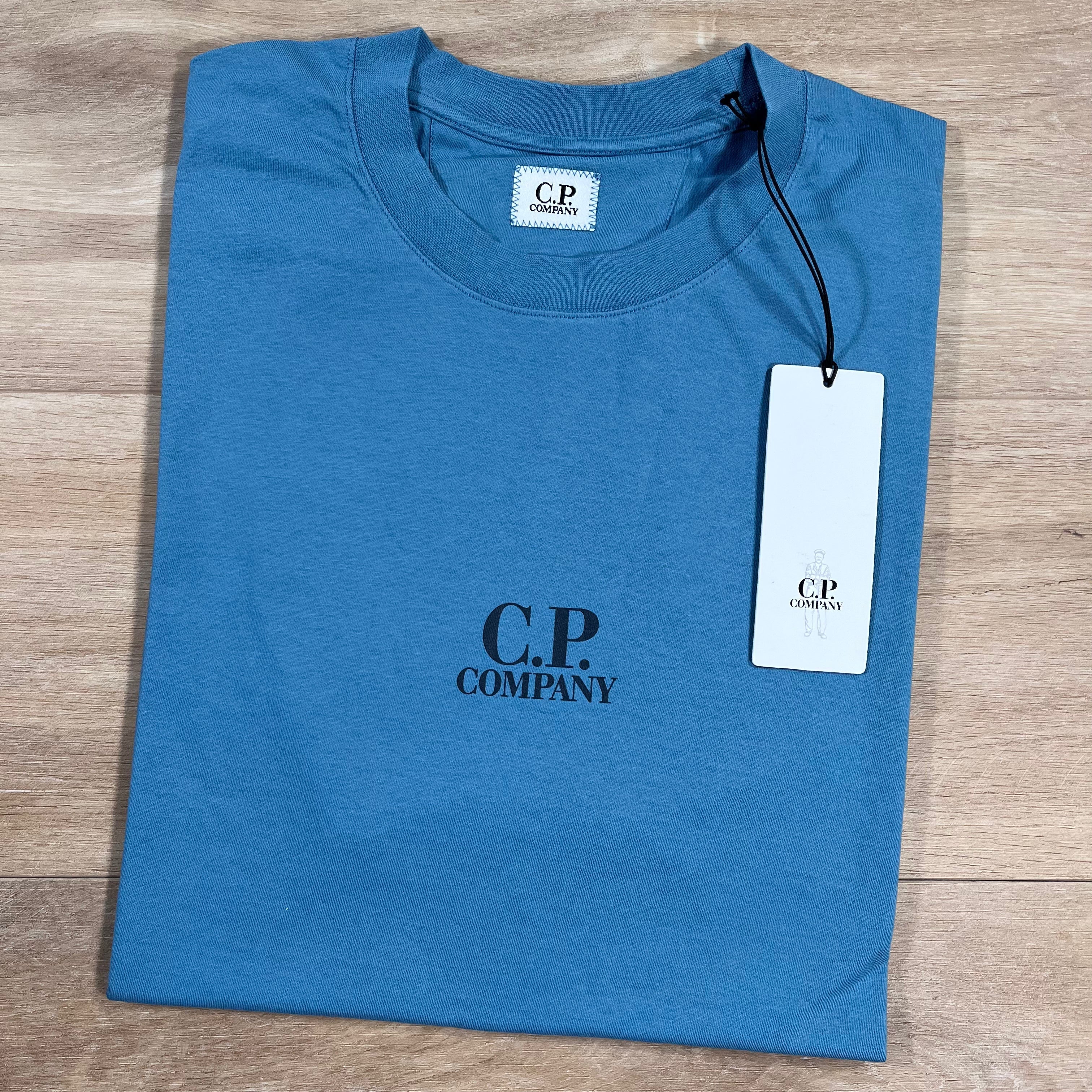 CP Company 30/1 Jersey British Sailor T-Shirt in Aegean Blue Ironleague
