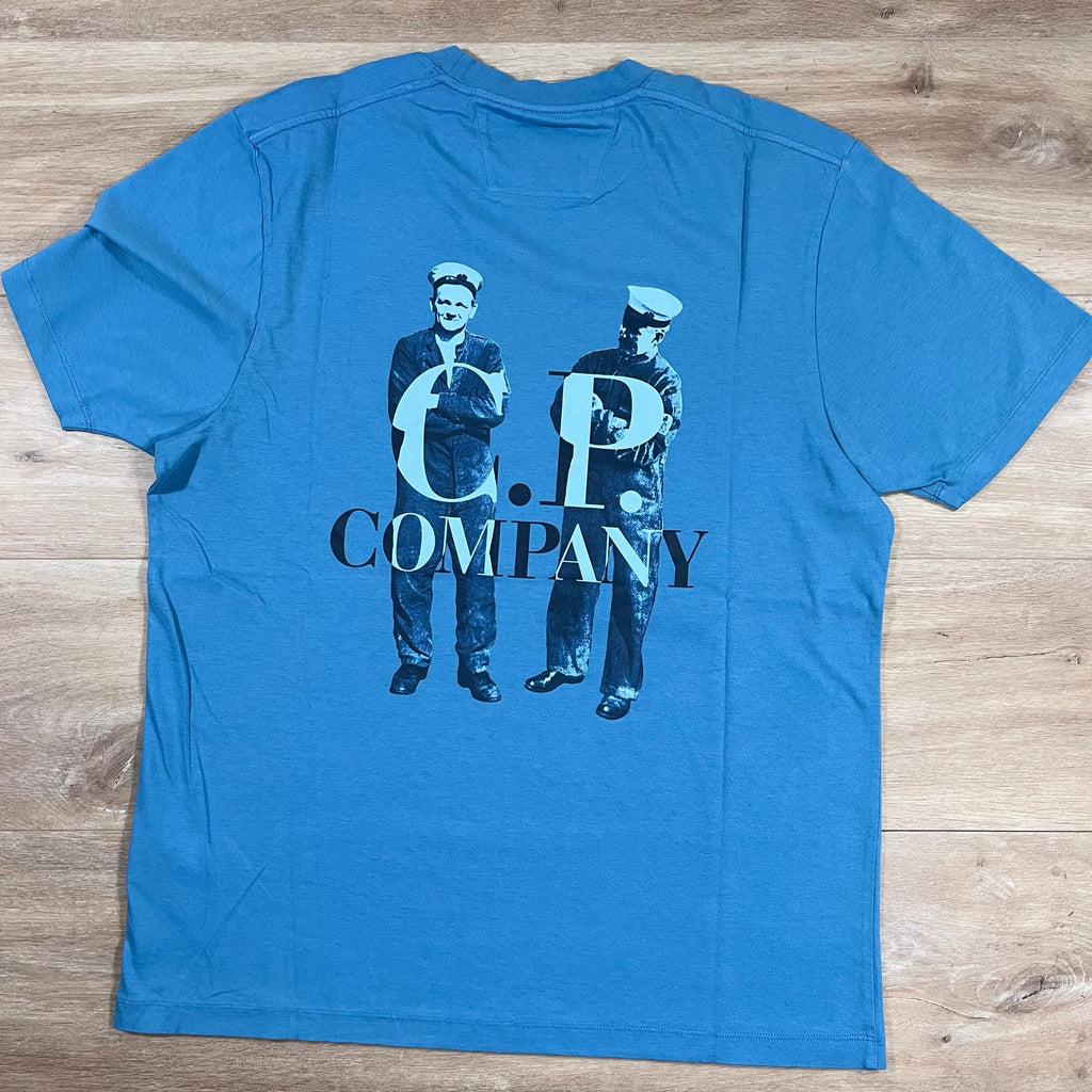 CP Company 30/1 Jersey British Sailor T-Shirt in Aegean Blue Ironleague