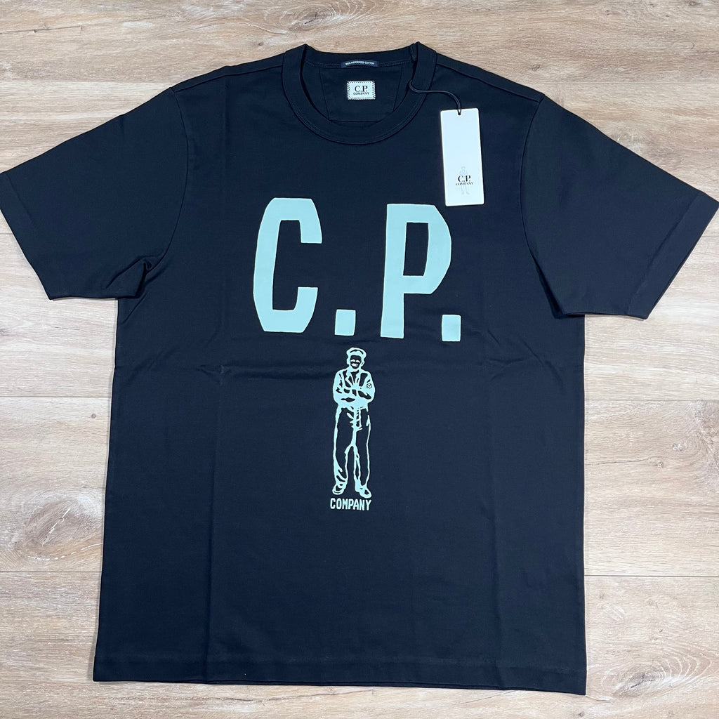 CP Company Mercerized 30/2 Jersey Sailor T-Shirt in Black Ironleague