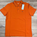 CP Company Stretch Piquet Striped Collar Polo Shirt in Russet Orange Ironleague