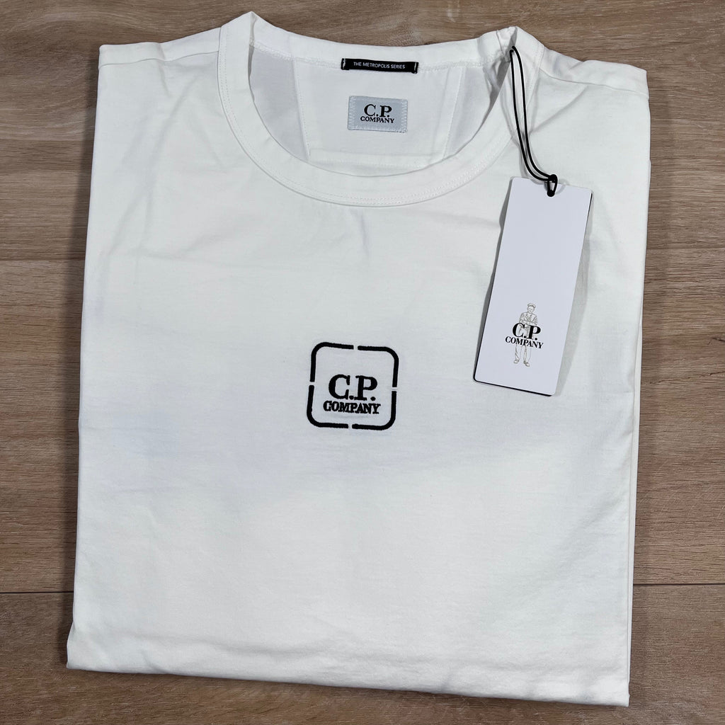 CP Company Metropolis Long Sleeved T-Shirt in White Ironleague
