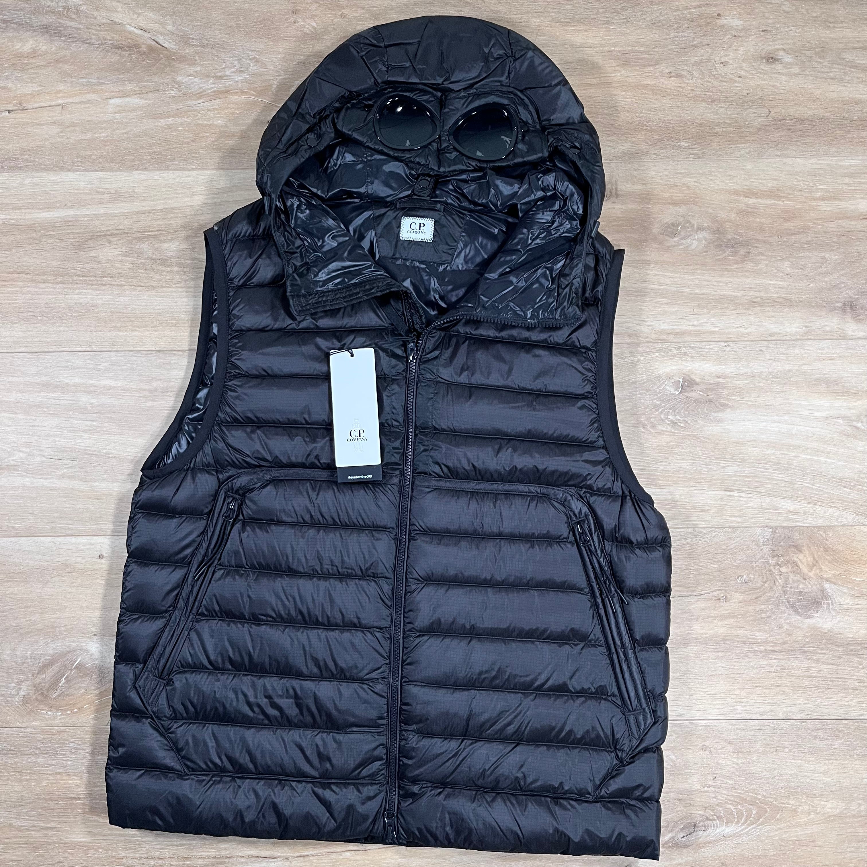 CP Company DD Shell Goggle Down Gilet in Black Ironleague